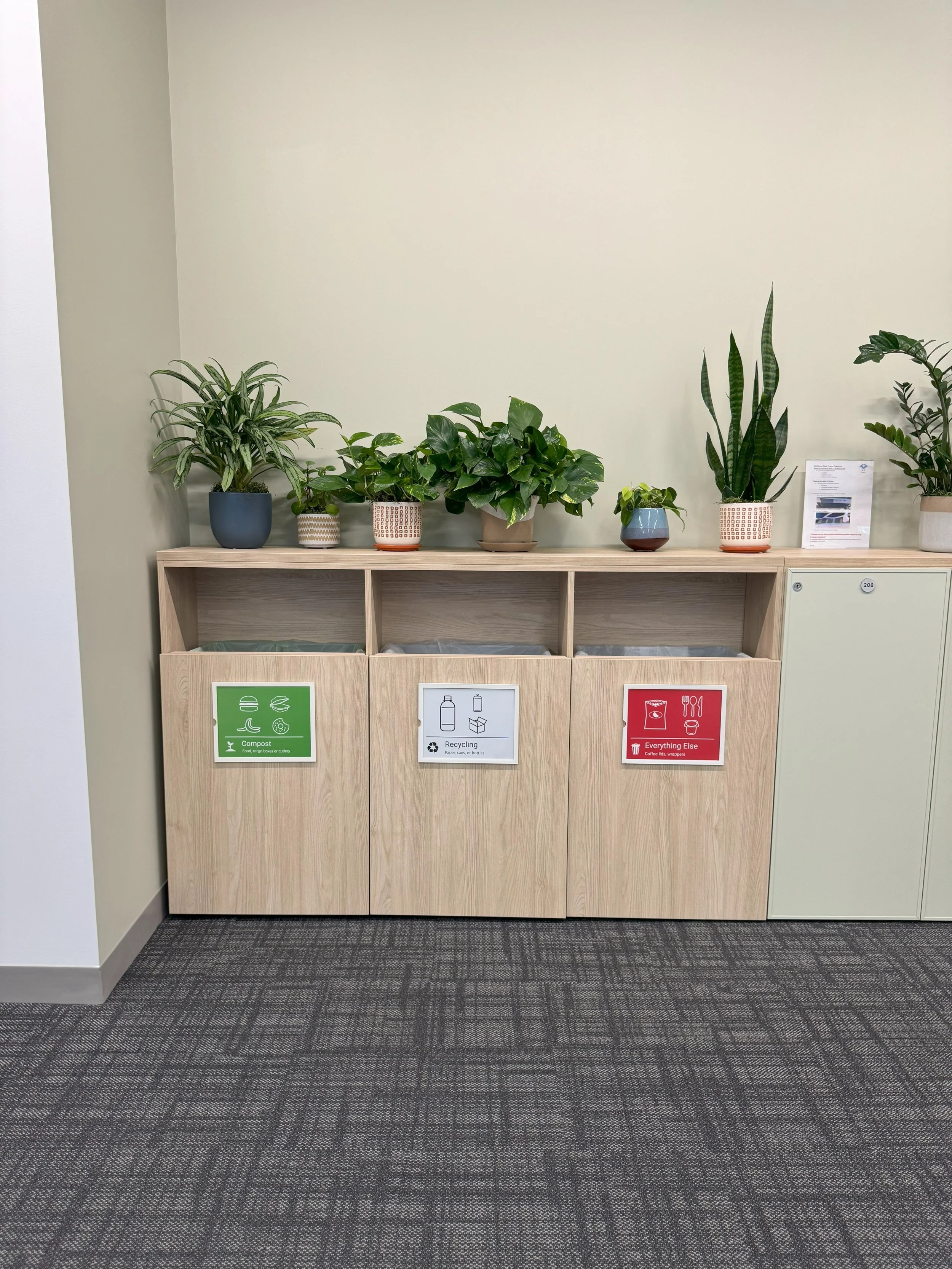 Custom interior signage for the trash can