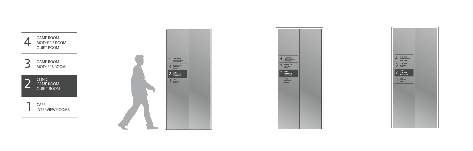 Custom interior signage with minimalist design for corporate wayfinding and branded workplace environments.