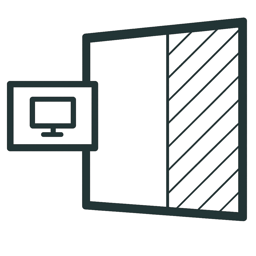 Cloaking window film applied to office glass to conceal digital screens and protect sensitive information in commercial environments.