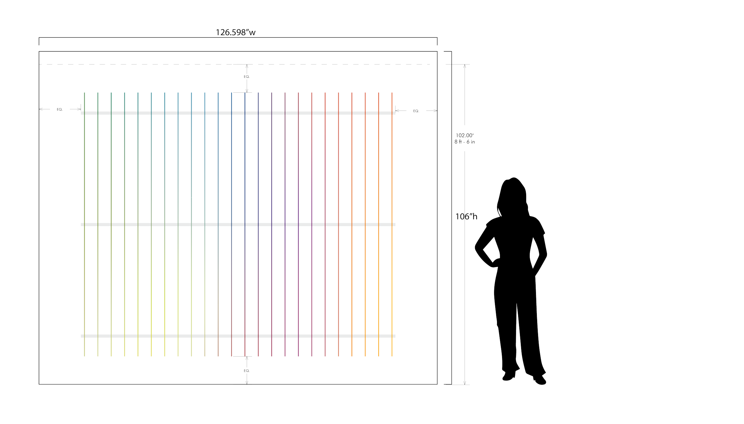 Scale mockup of custom 3D dimensional feature wall with human reference for the KPMG reception lobby in Minneapolis, Minnesota.
