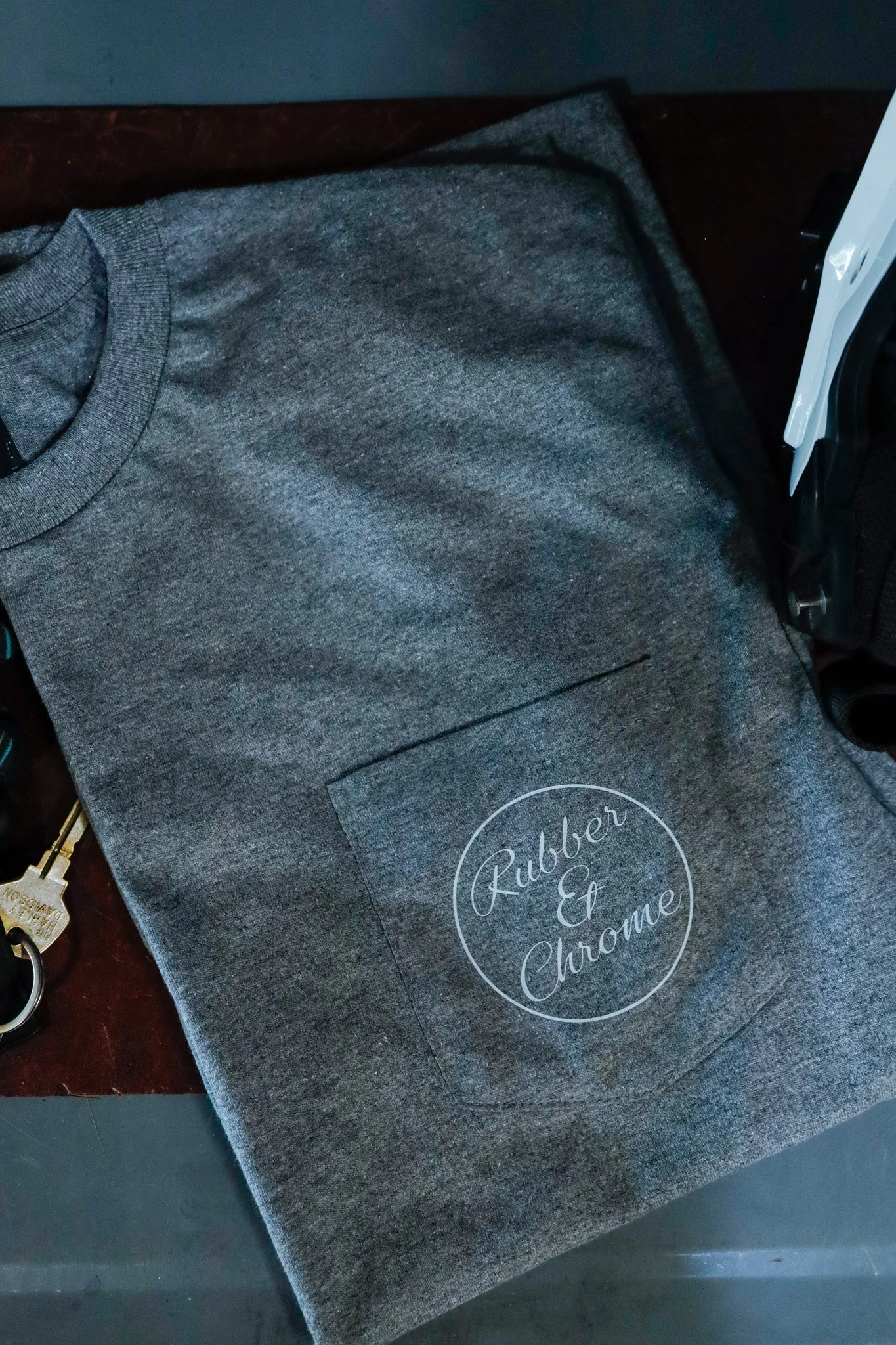 Shop Logo Heather Gray Pocket Tee