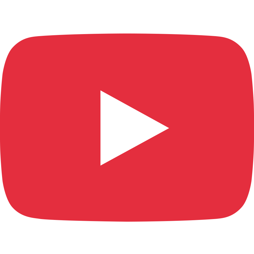 YouTube play button icon with a red background and a white triangle in the center.