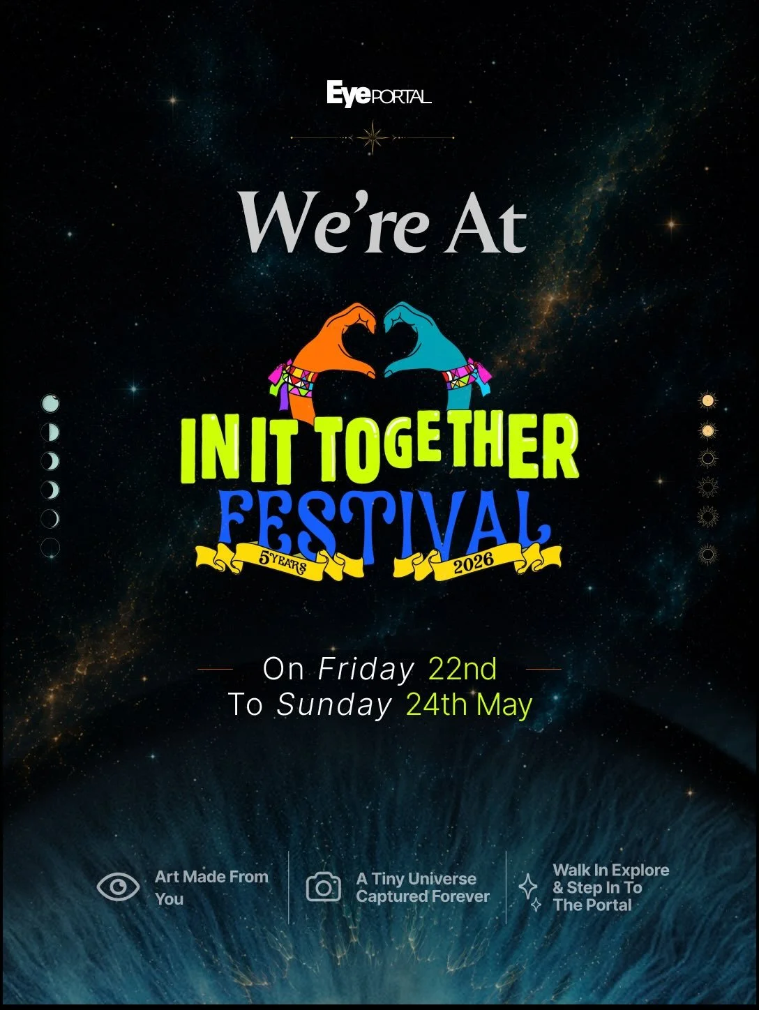 We&rsquo;re bringing Eye Portal to In It Together Festival this weekend ✨Come find us in the Retreat area and discover the universe within your eye 🌌