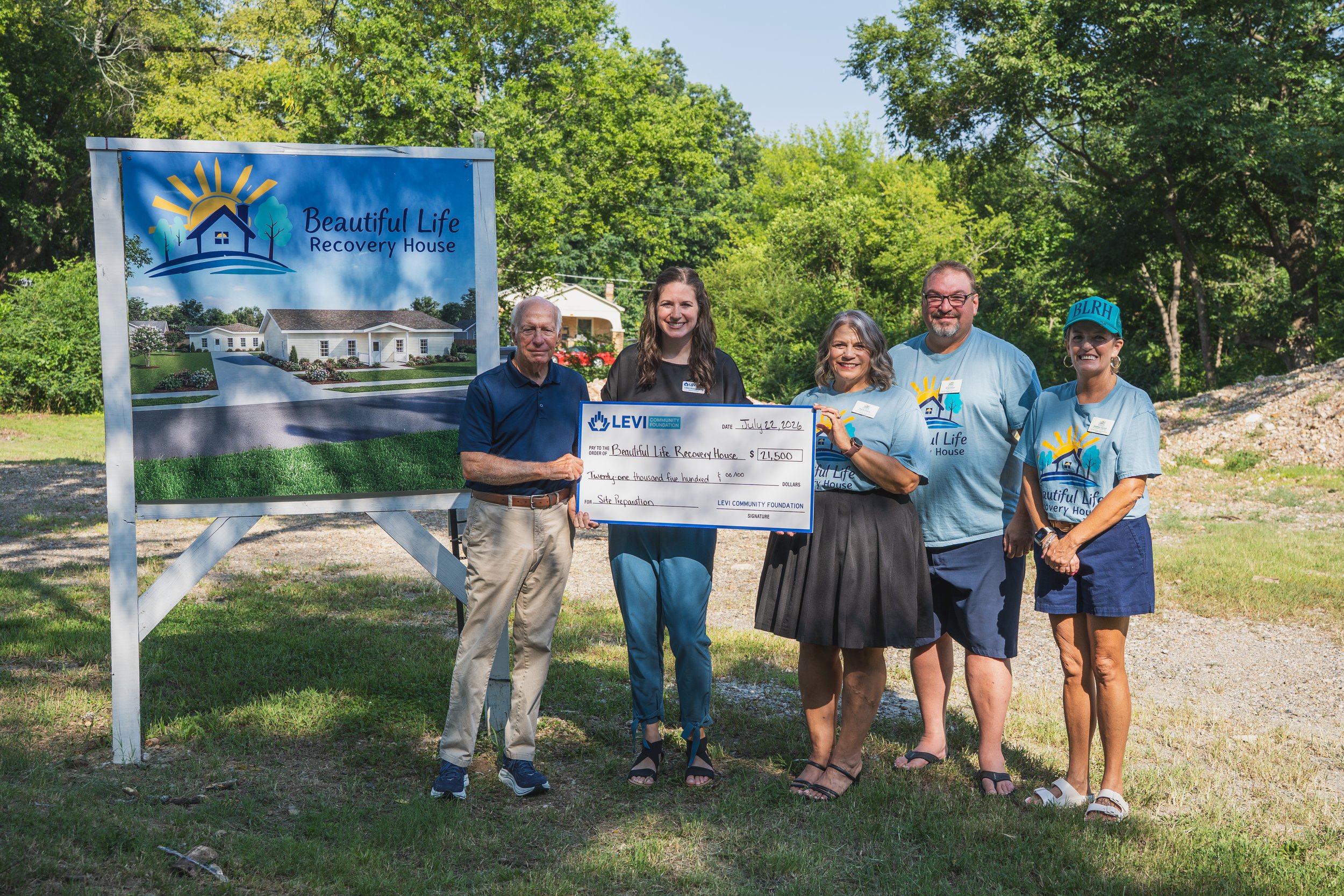  Beautiful Life Recovery House received a $21,500 grant from Levi Community Foundation for site preparation and drainage improvements for its transitional home to support women and children in crisis. 