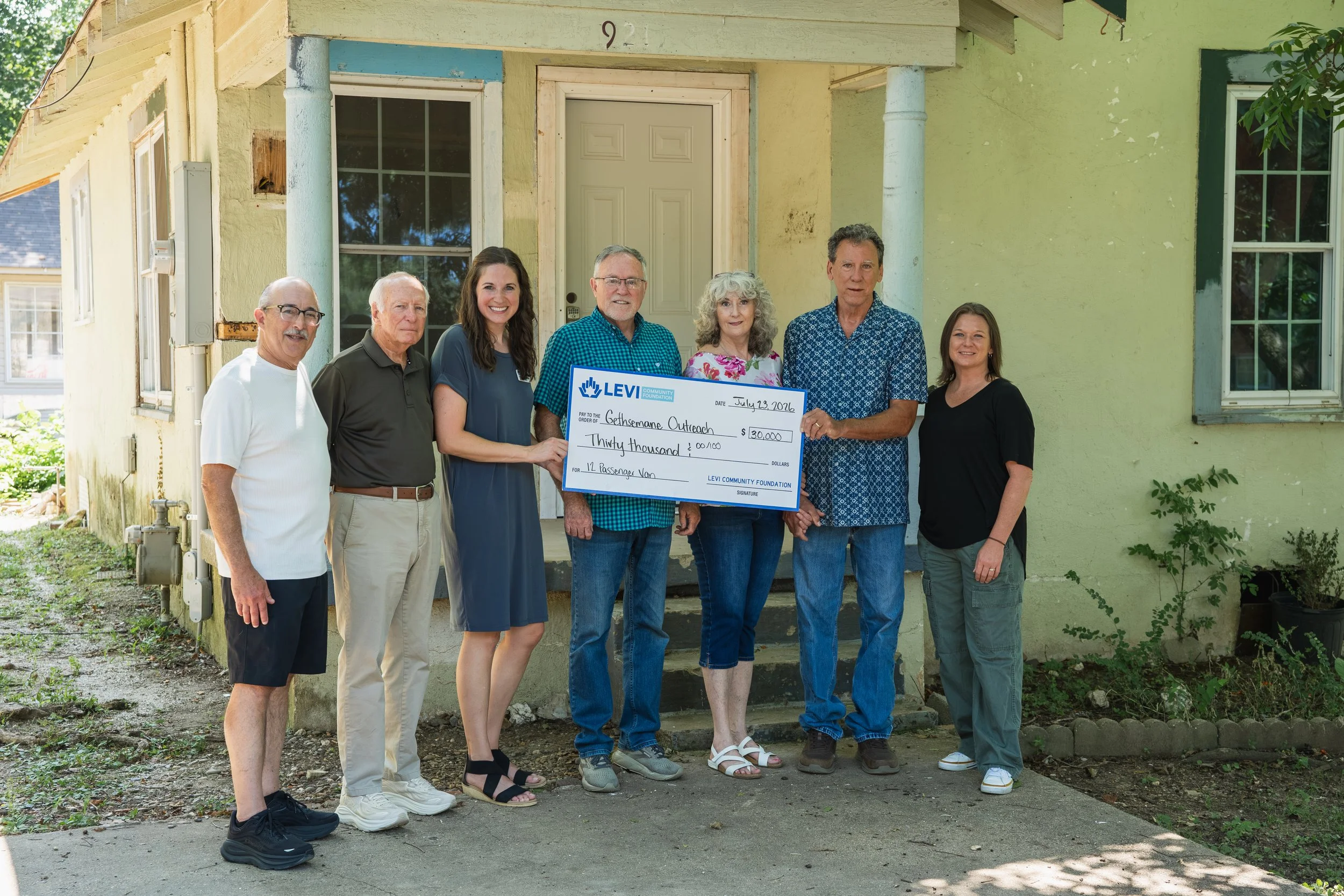 Gethsemane Outreach received a $30,000 grant from Levi Community Foundation to purchase a 12-passenger van for its women's recovery house, which is currently being renovated to expand services for women in recovery. 