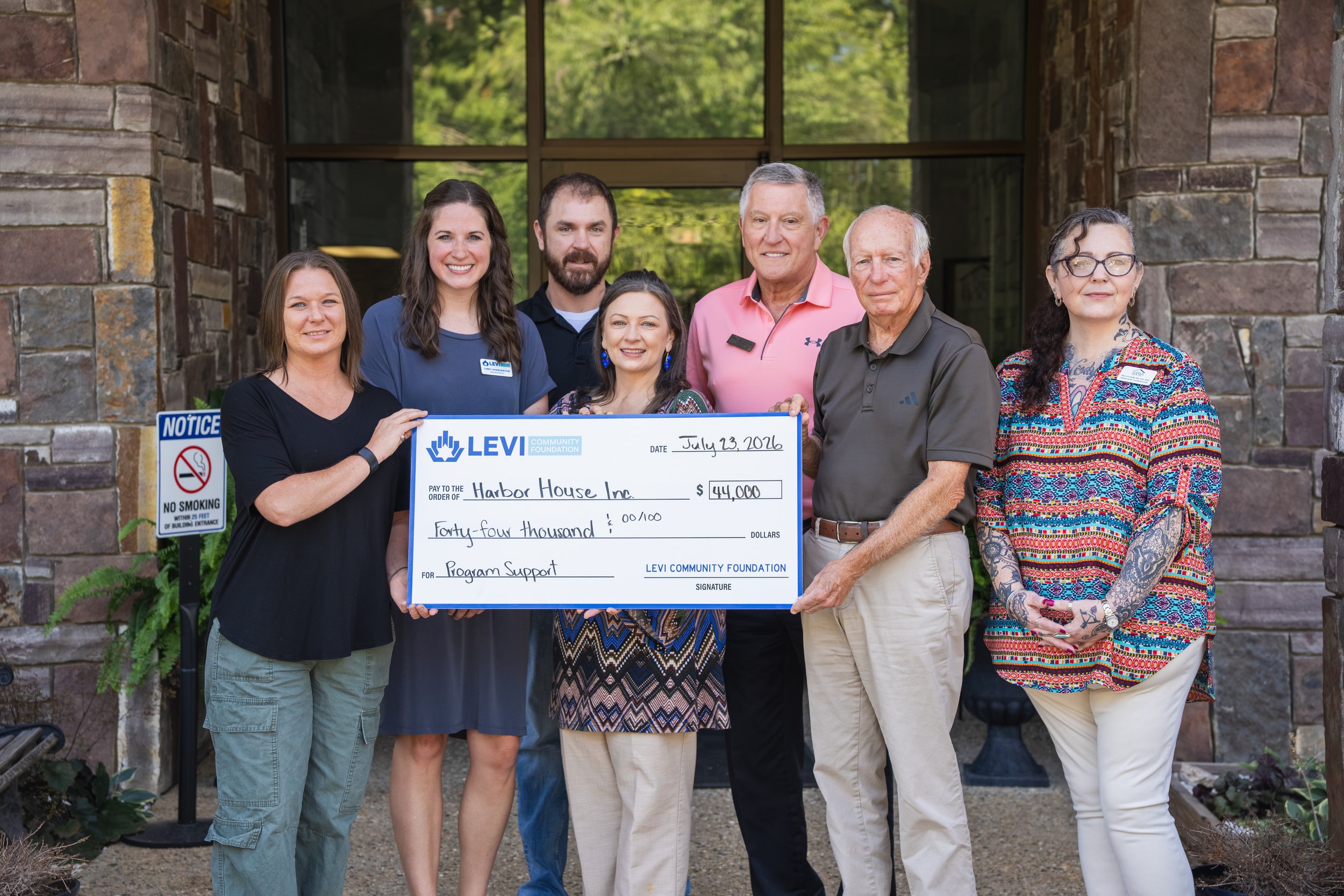  Harbor House received a $44,000 grant from Levi Community Foundation for financial assistance for individuals in their residential treatment service program. 