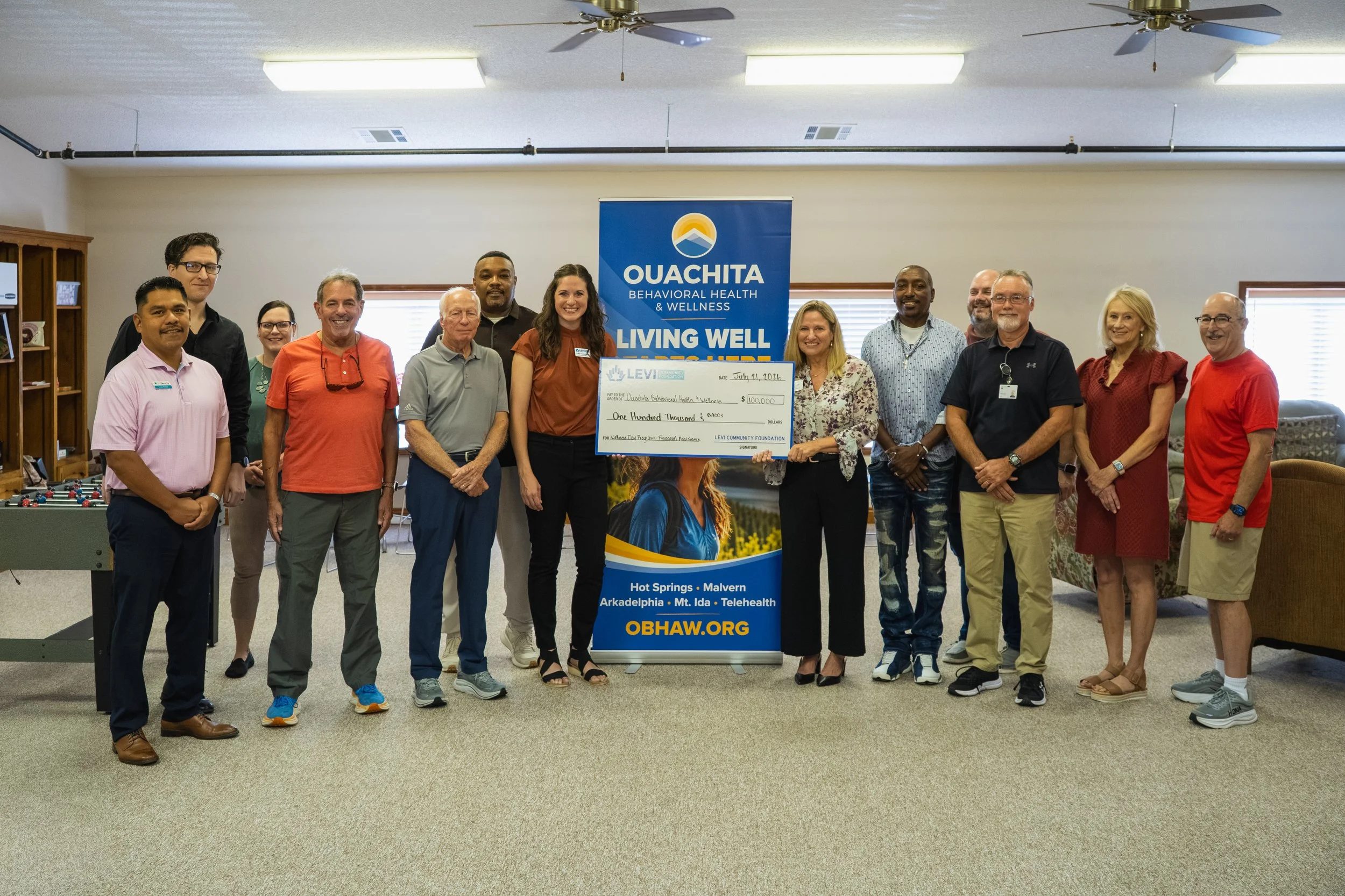  Ouachita Behavioral Health and Wellness received a $100,000 grant from Levi Community Foundation for financial assistance for participants in the Wellness Day program. 