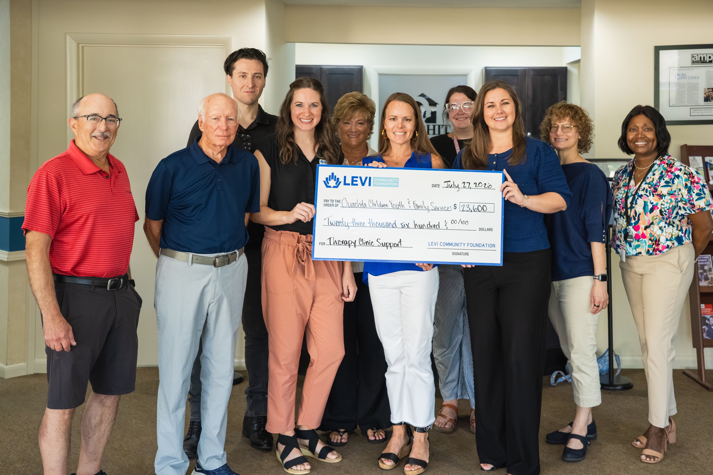  Ouachita Children, Youth, and Family Services received a $23,600 grant from Levi Community Foundation for after-hours therapy clinic staffing and equipment. 