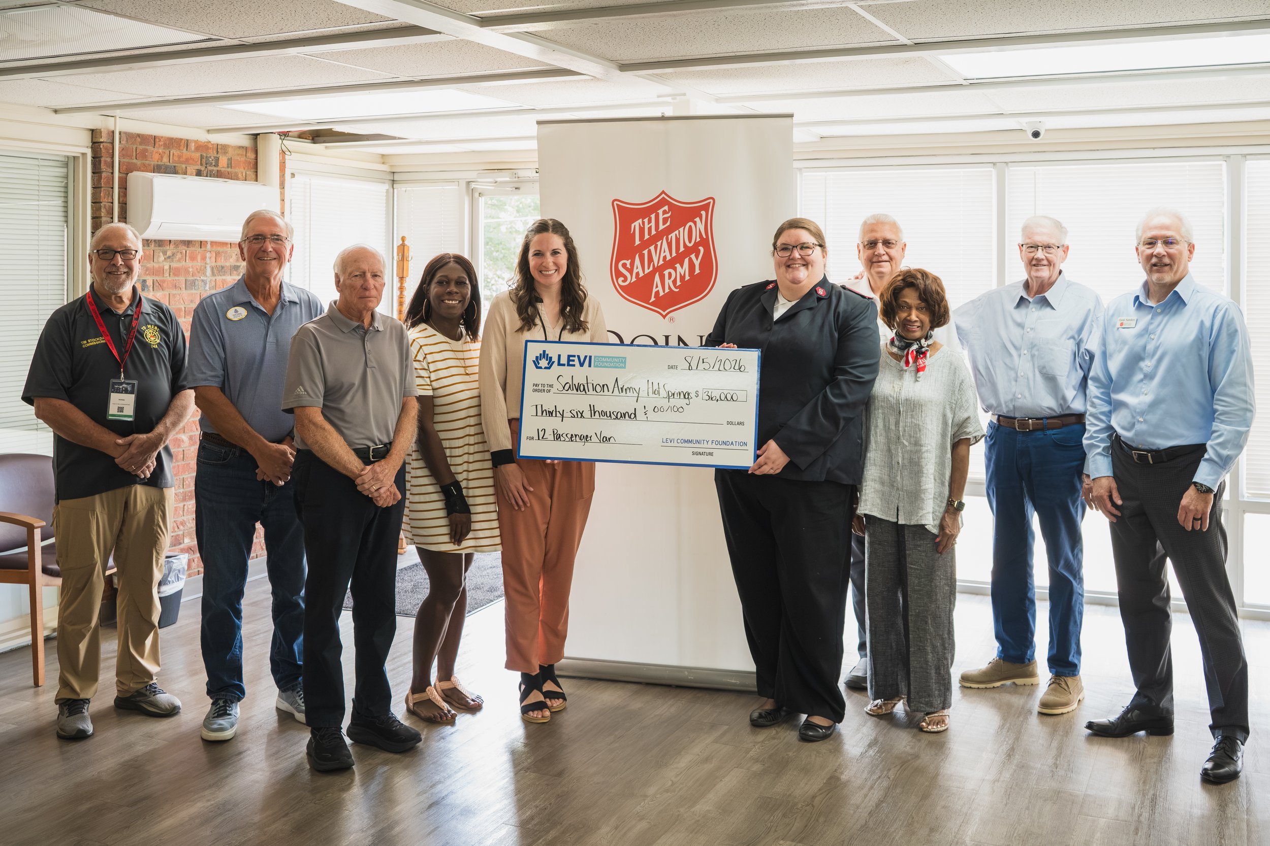  The Salvation Army Corps of Hot Springs received a $36,000 grant from Levi Community Foundation to purchase a 12-passenger van. 