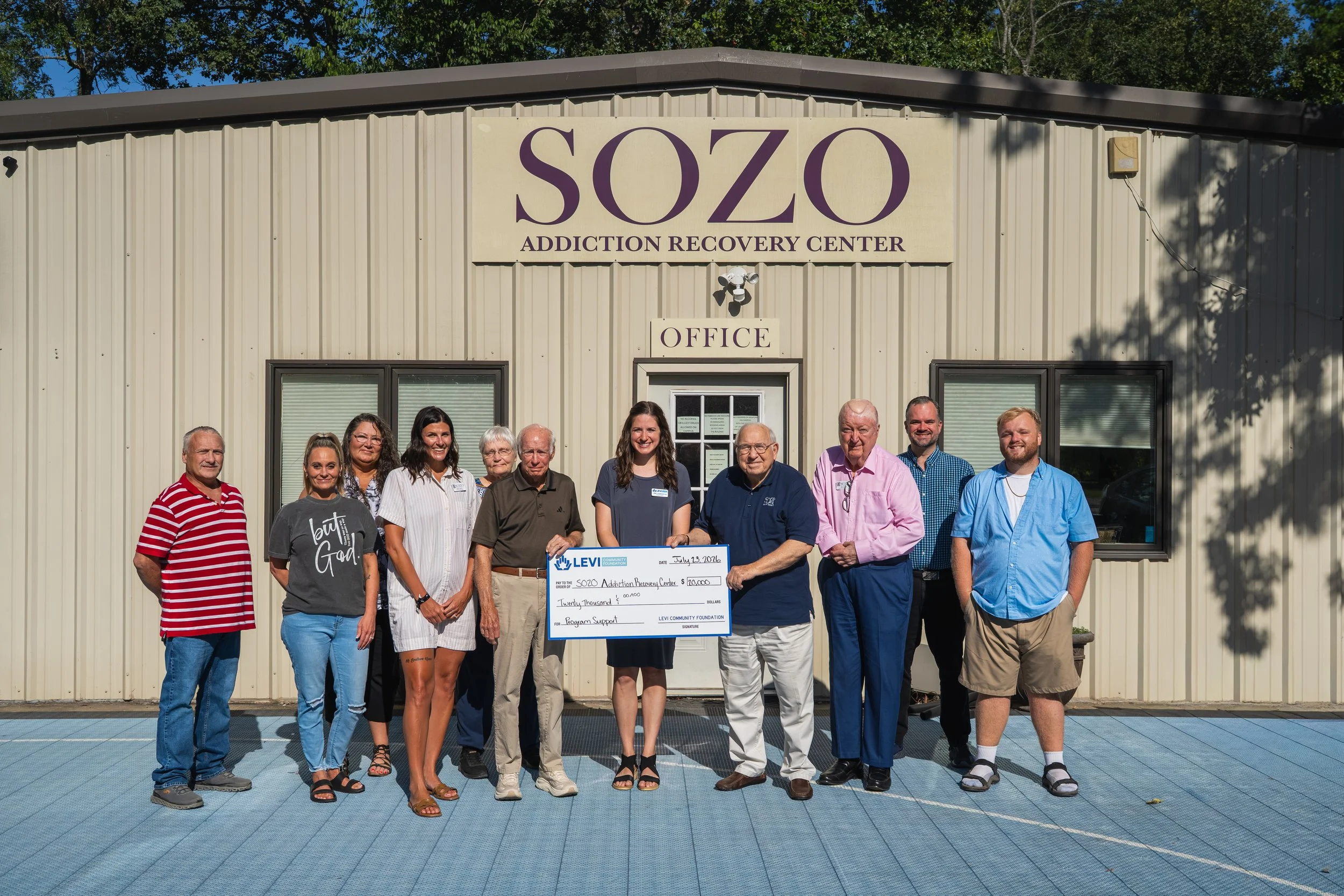  SOZO Addiction Recovery Center received a $20,000 grant from Levi Community Foundation for recovery housing scholarships and emergency housing stabilization. 