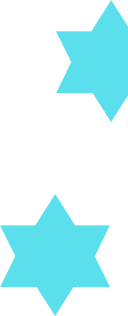 Two identical light blue stars with five points each, arranged with one pointing upward and the other downward, aligned vertically.