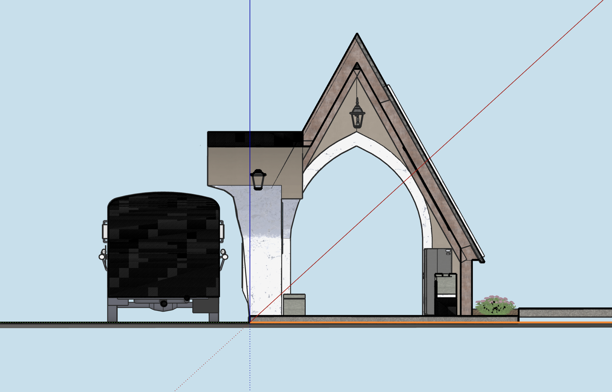 Section through first arch
