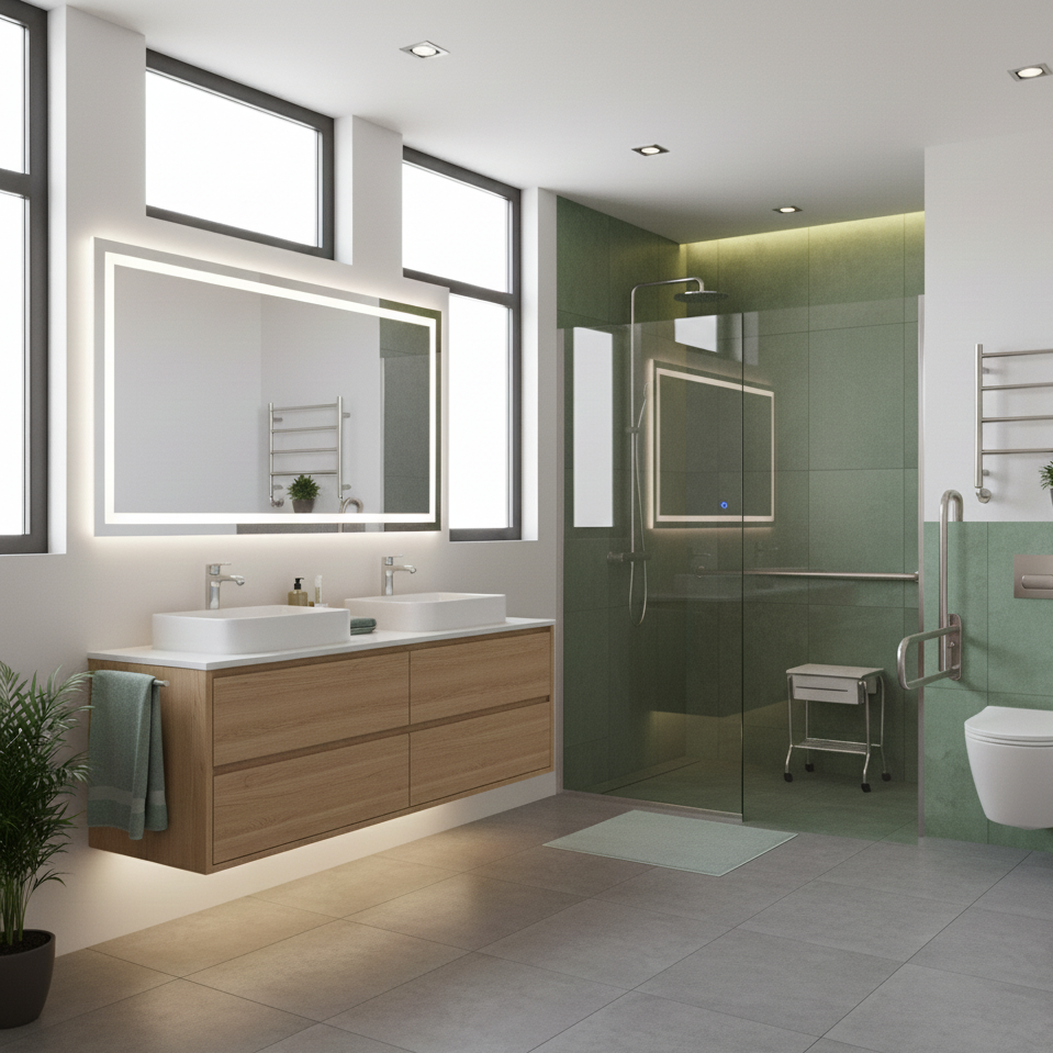 Volledig gerenoveerde moderne badkamer met inloopdouche door Comfort-Bad