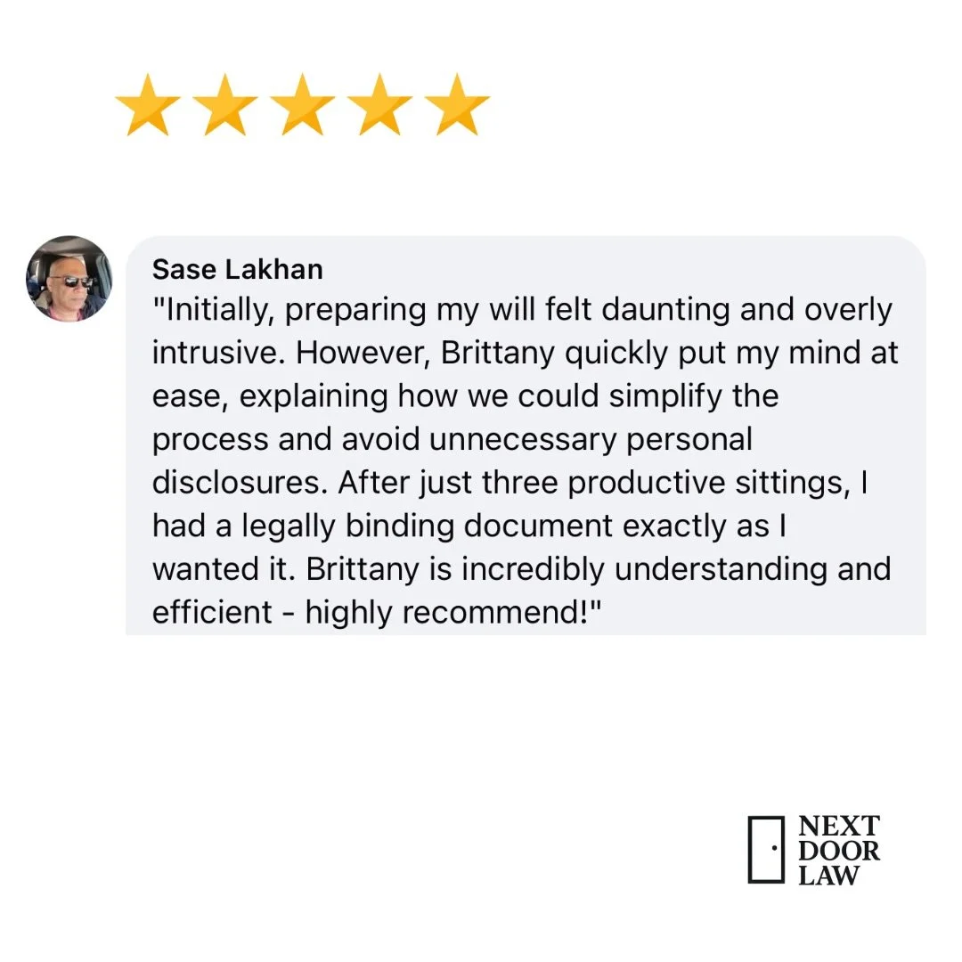 Estate planning doesn&rsquo;t need to feel overwhelming.
Clear guidance. Efficient process. Documents done properly.

Grateful for clients who trust Next Door Law with what matters most. ⭐️⭐️⭐️⭐️⭐️

#NextDoorLaw #EstatePlanning #Wills #OttawaLaw #Cli