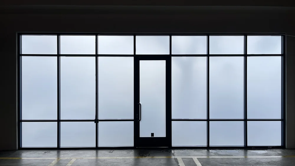 Frosted film on a storefront