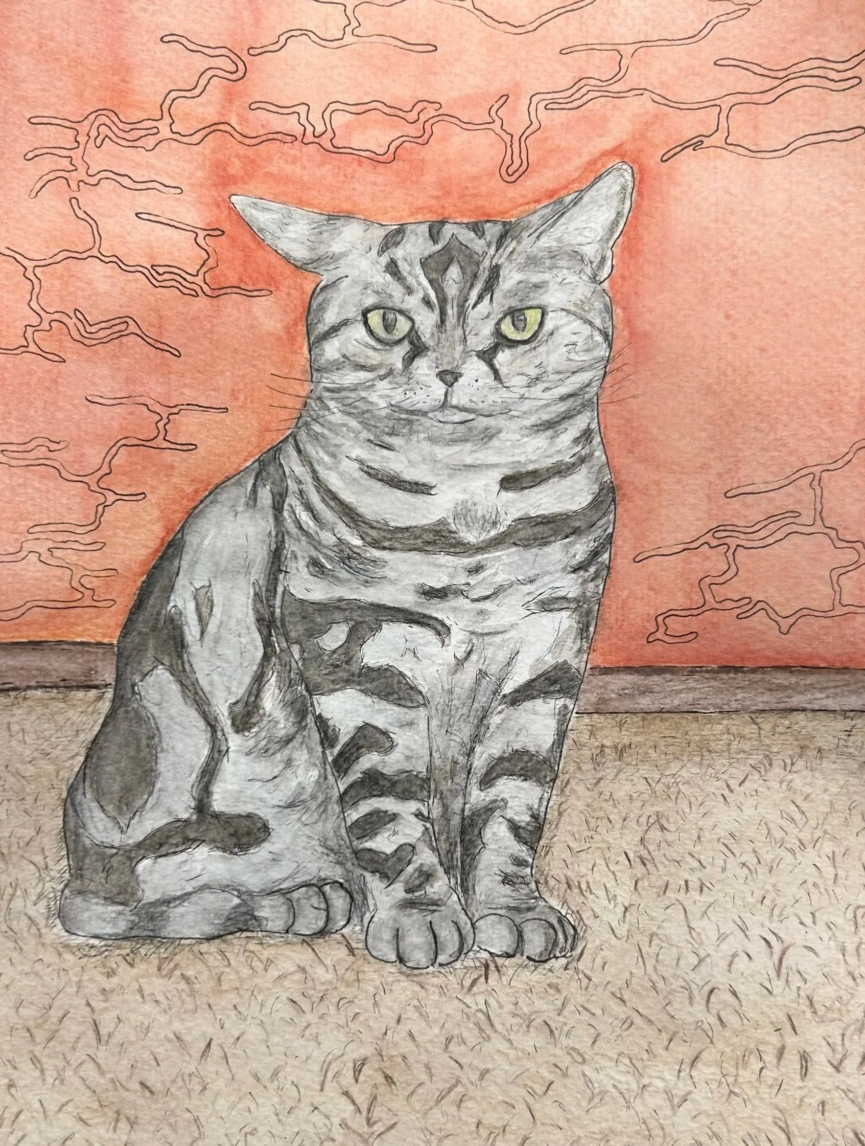 Portrait of Ellie, 2024 watercolor and pen