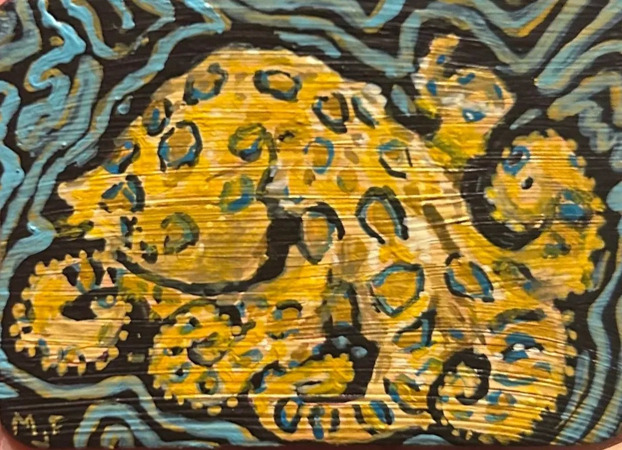 Blue Ringed Octopus, 2025 acrylic on upcycled magnet