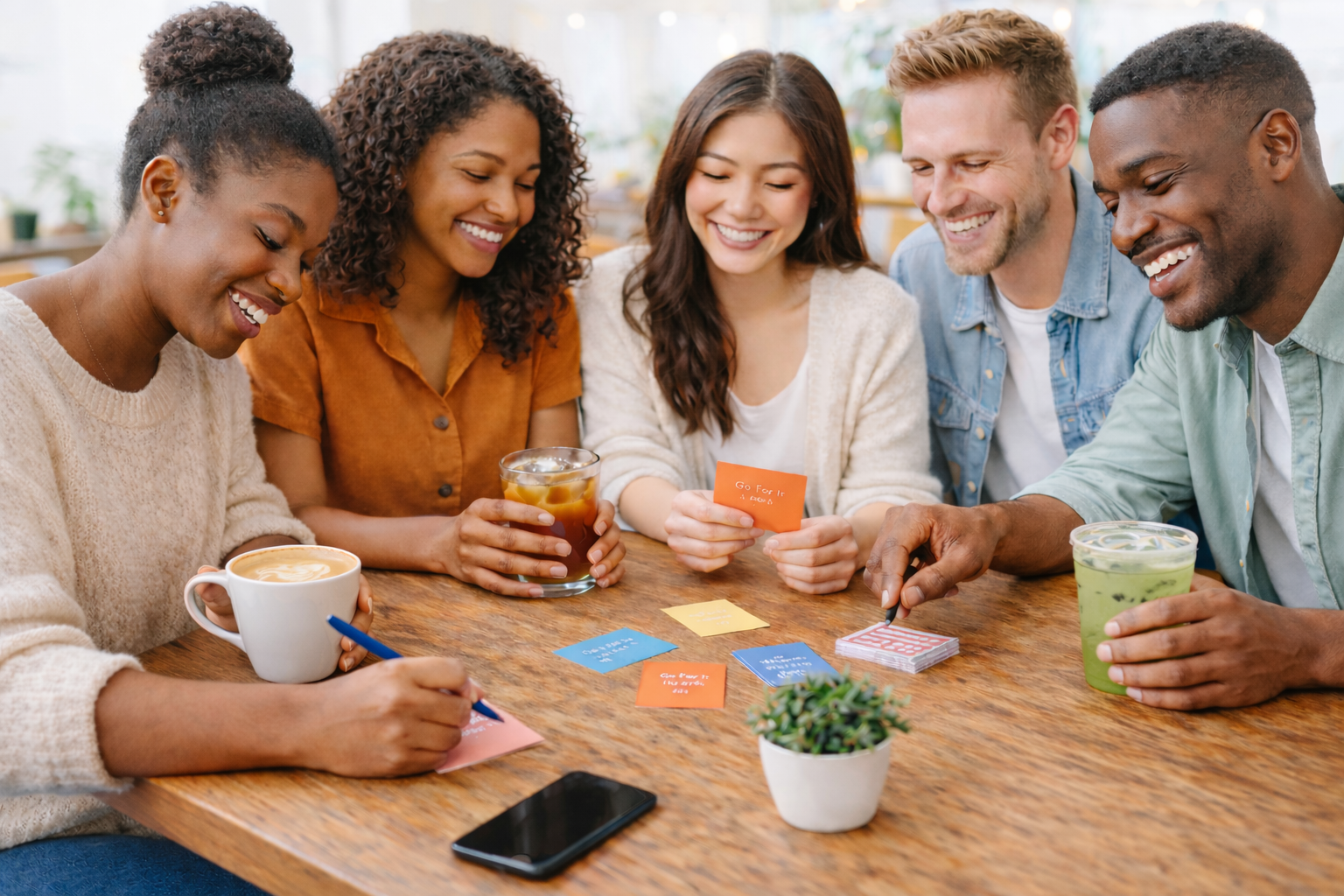 Atlanta Singles Making New Friends at an Atlanta Coffee Shop meetup.