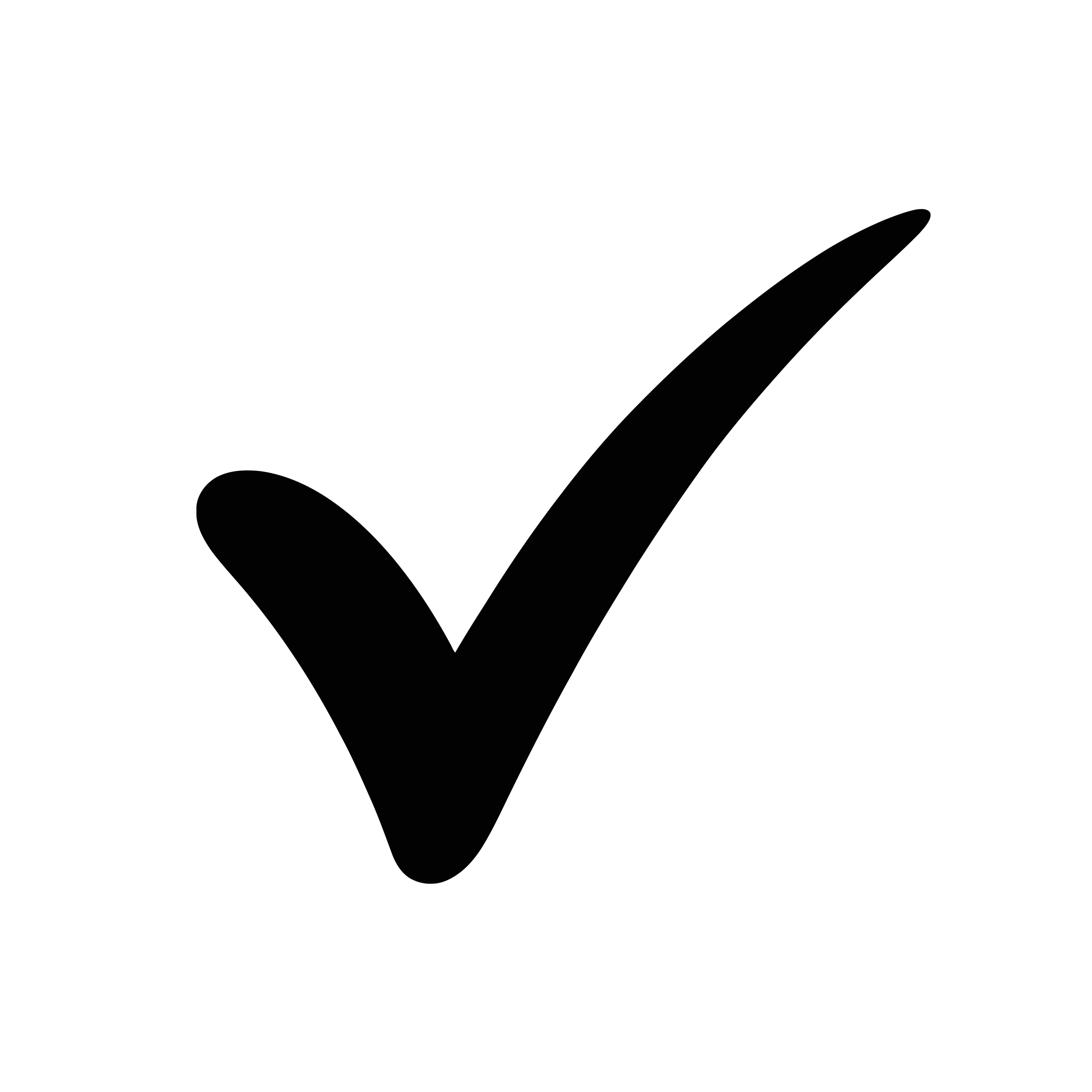 A check mark in black ink.