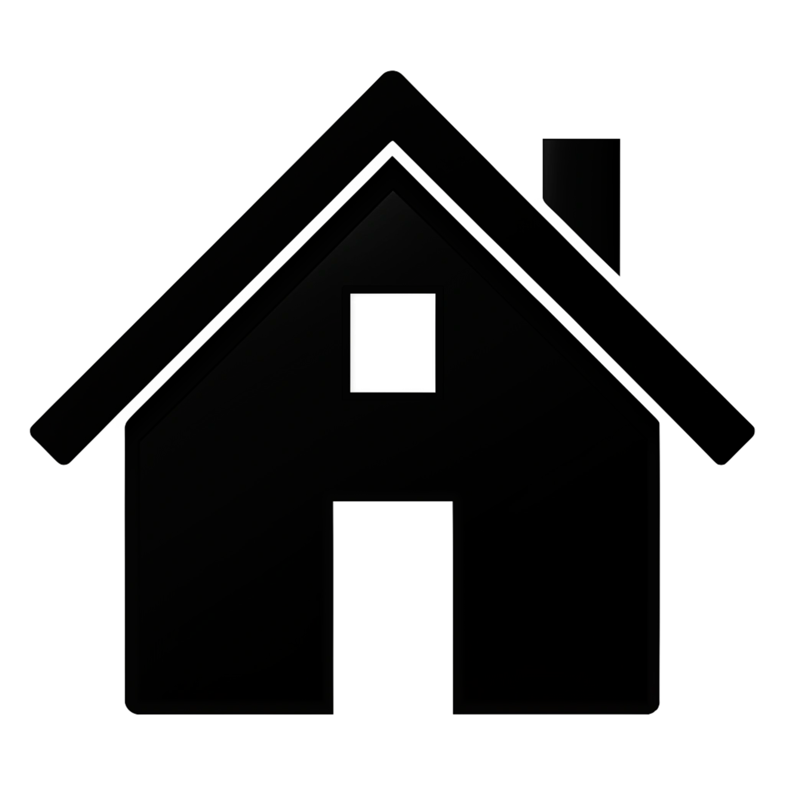 A black house with a steep roof, one small window, and a door in the front.