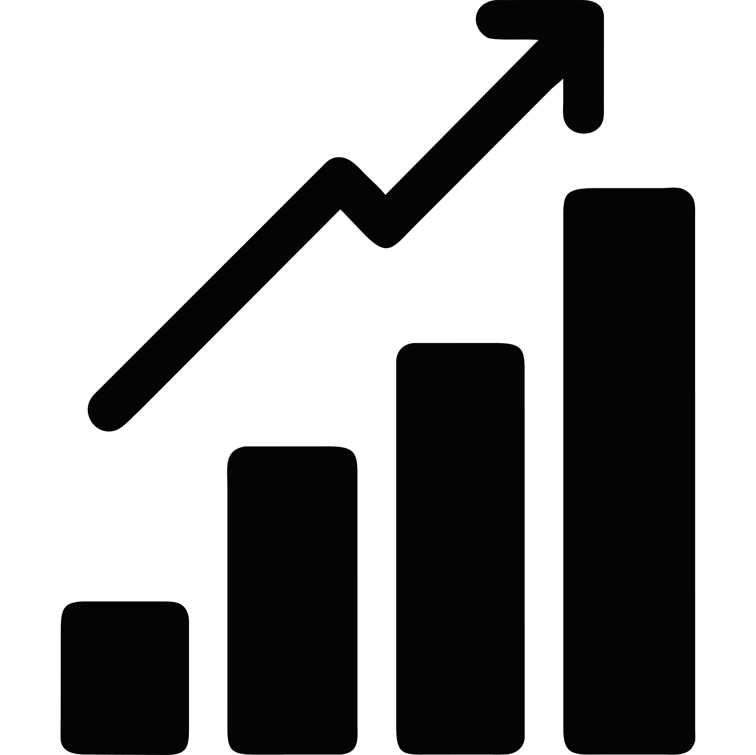 Line graph with an upward trend and bar chart elements in the background.