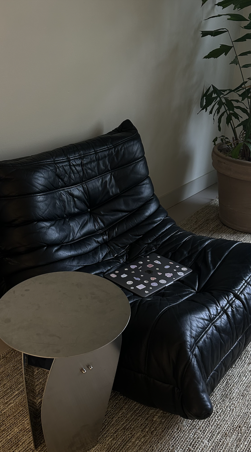 Studio interior detail showing a calm and creative workspace.