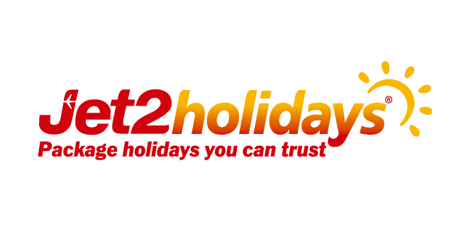 Jet2Holidays logo with a yellow sun symbol and the slogan "Package holidays you can trust".