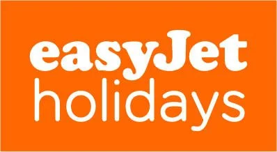 easyJet holidays logo with orange background and white text.