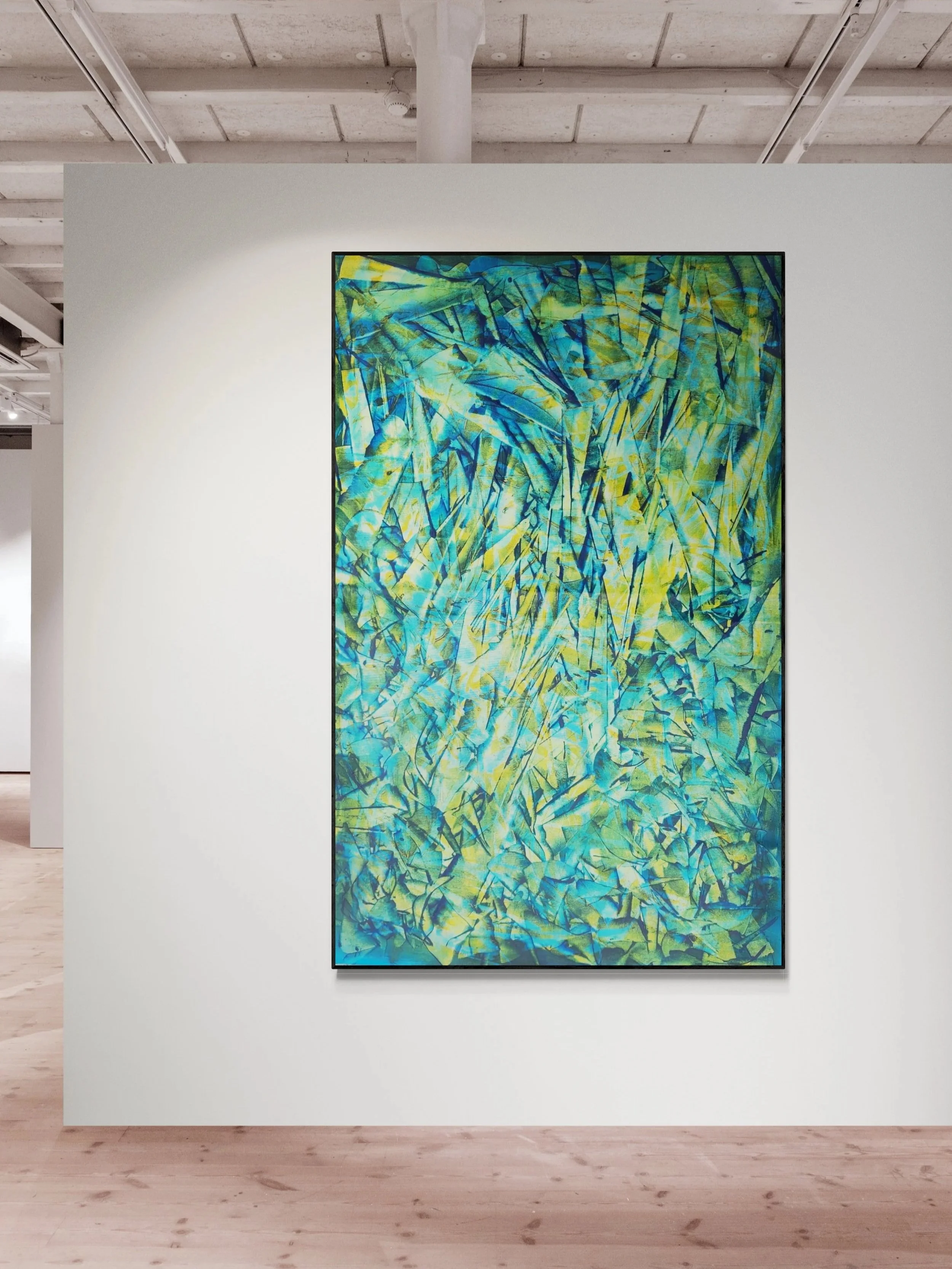 "Flickered Soul" (2025) ( 150cmX90cmx4cm) - Acrylics on 100% Cotton Fabric. ( This Work Belongs to a Private Collector in Germany).