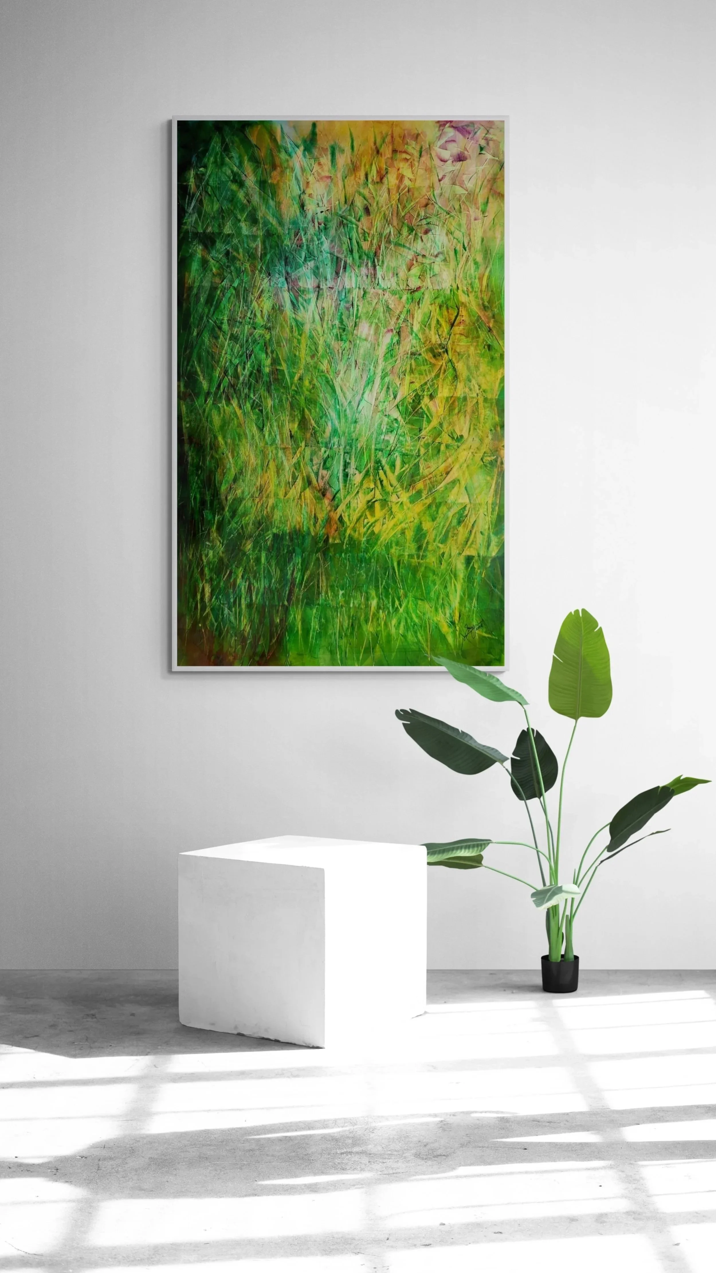 "Dwarf Narcisos" (2025) ( 150cmx90cmx4cm) - Acrylics on 100% Cotton Fabric. (This Work Belongs to a Private Collector in Netherlands)