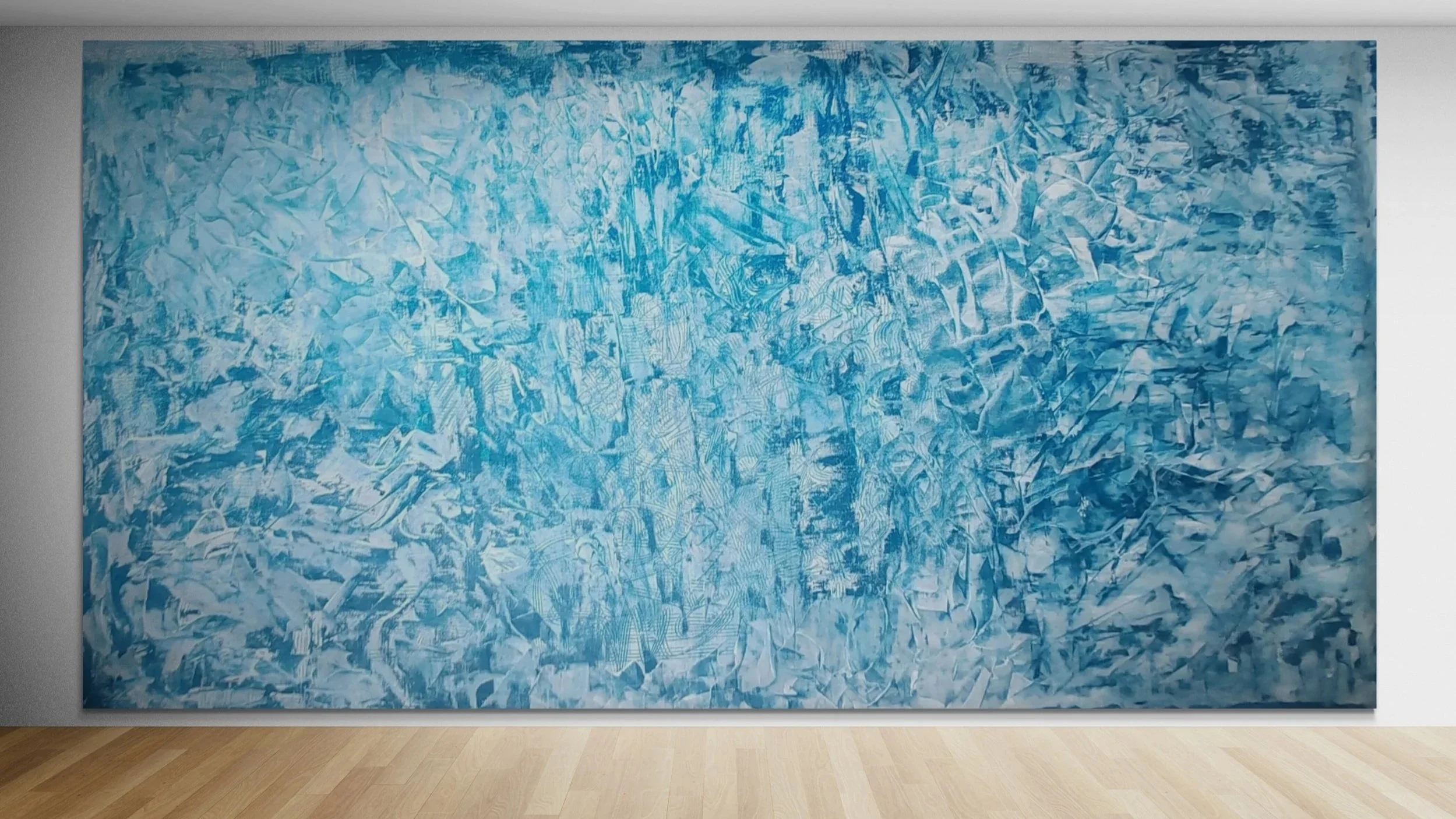 Blue textured abstract painting for hotel