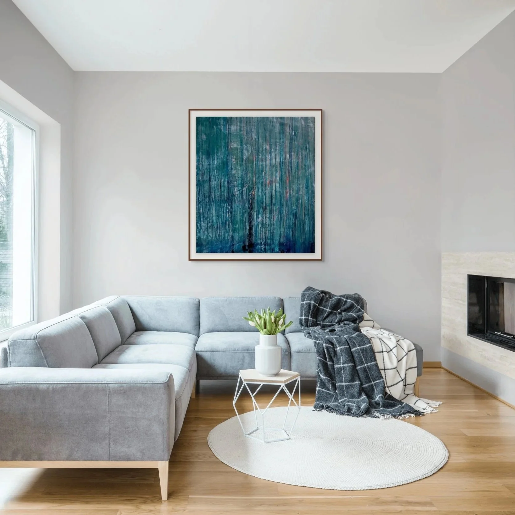 large abstract painting for hotel lobby