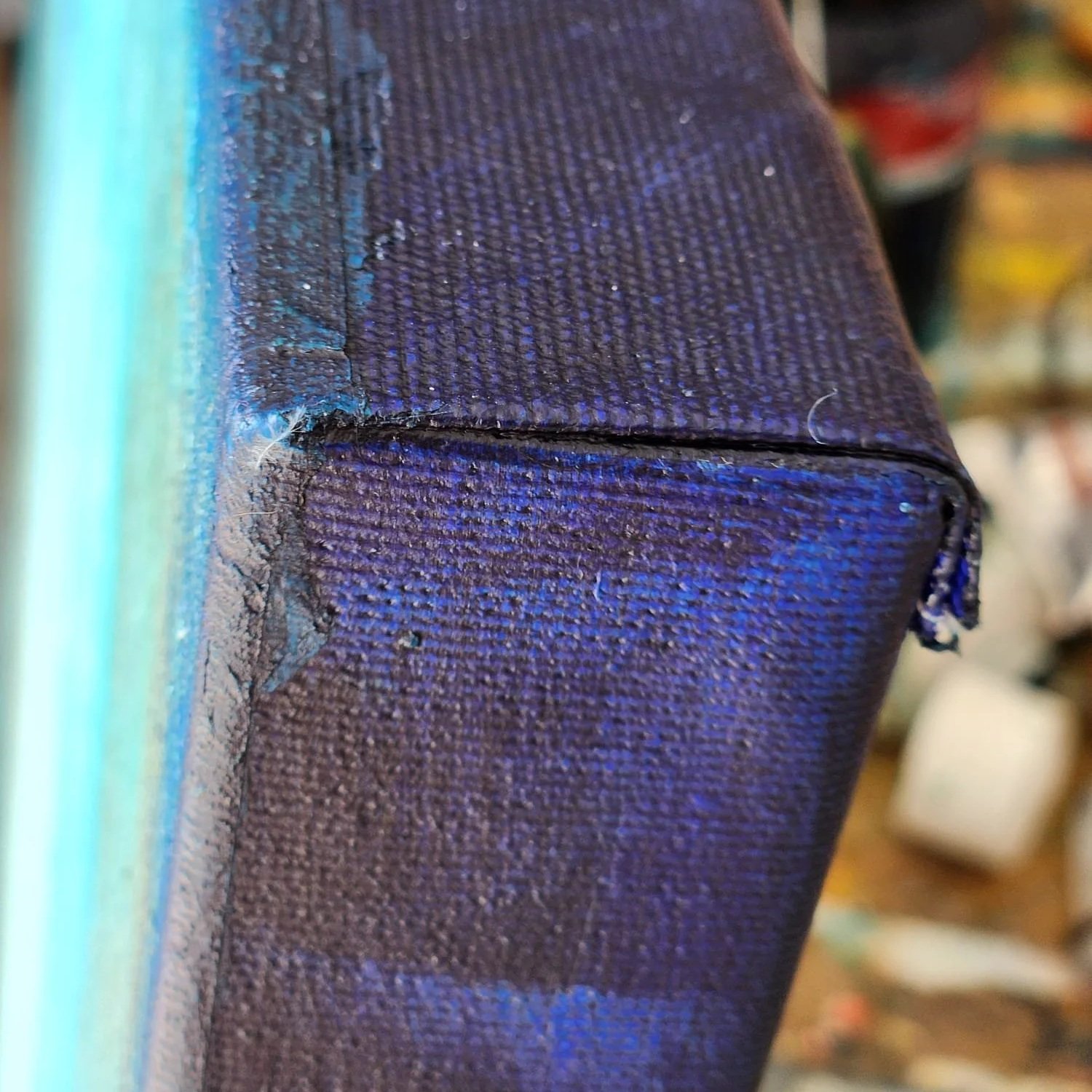 Blue textured abstract painting for hotel