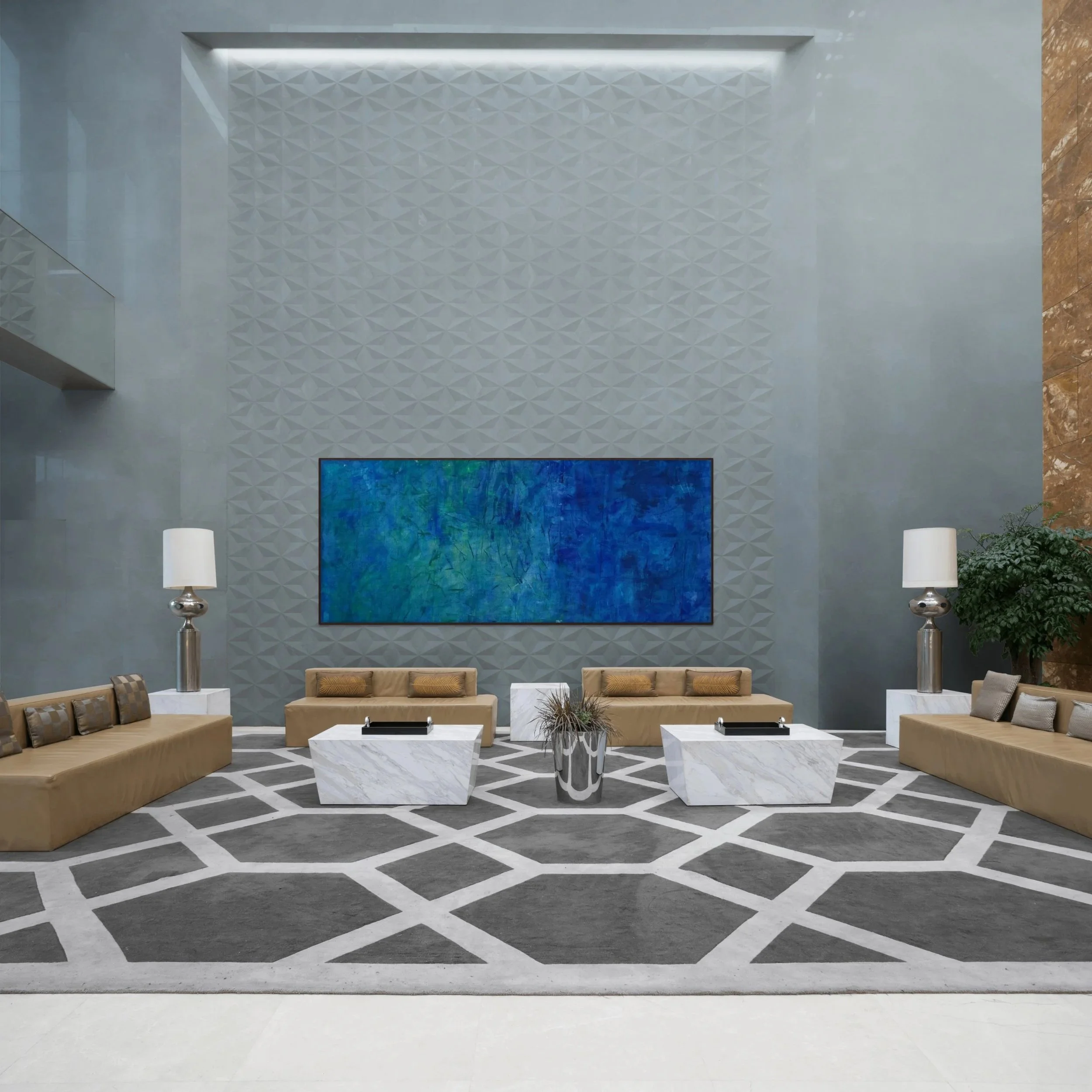 large blue paintings for waiting rooms