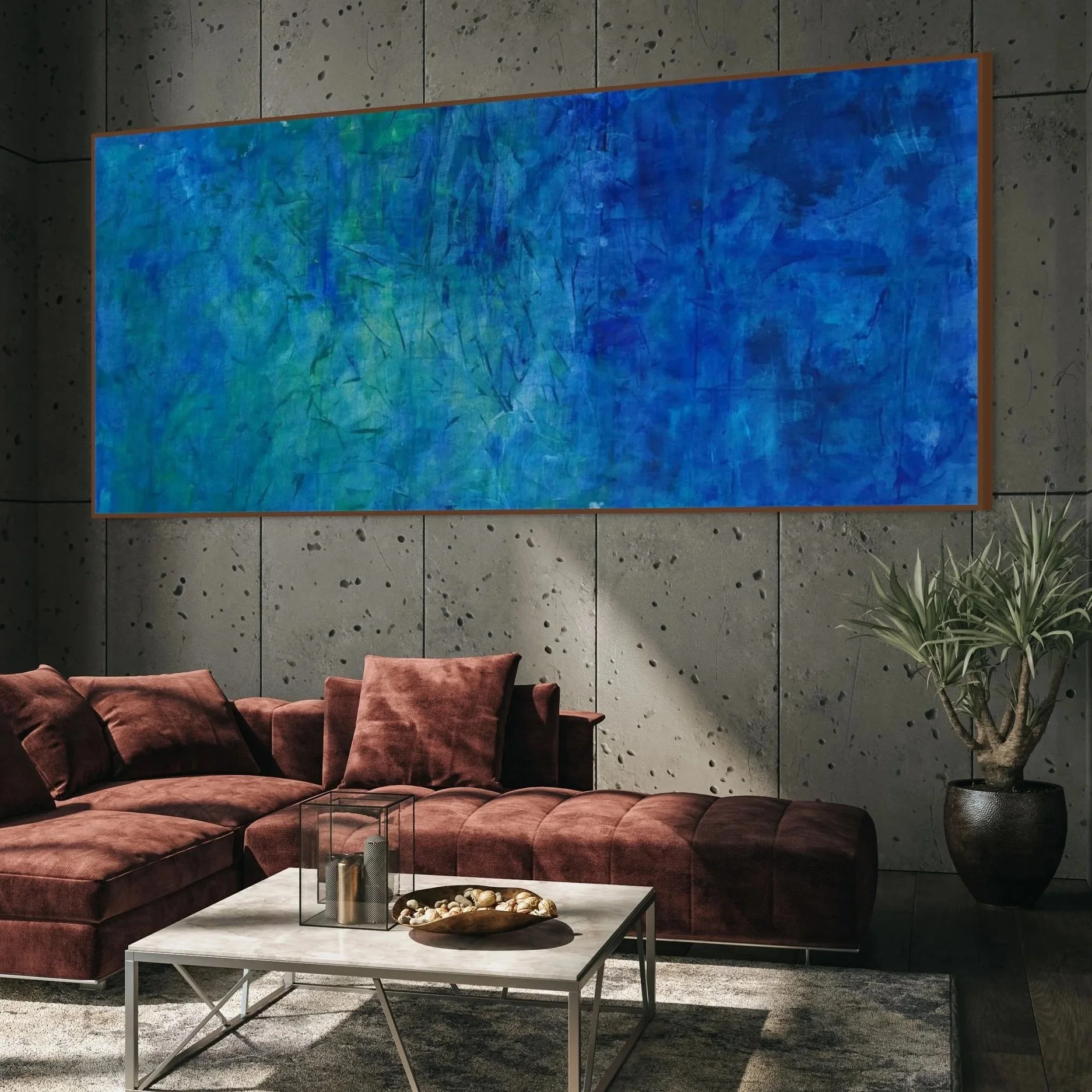 large blue paintings for waiting rooms