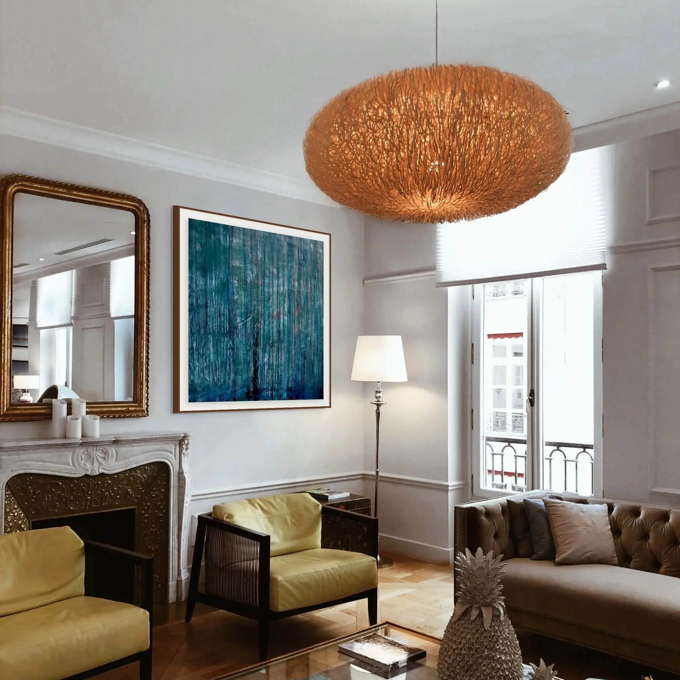 large abstract painting for hotel lobby