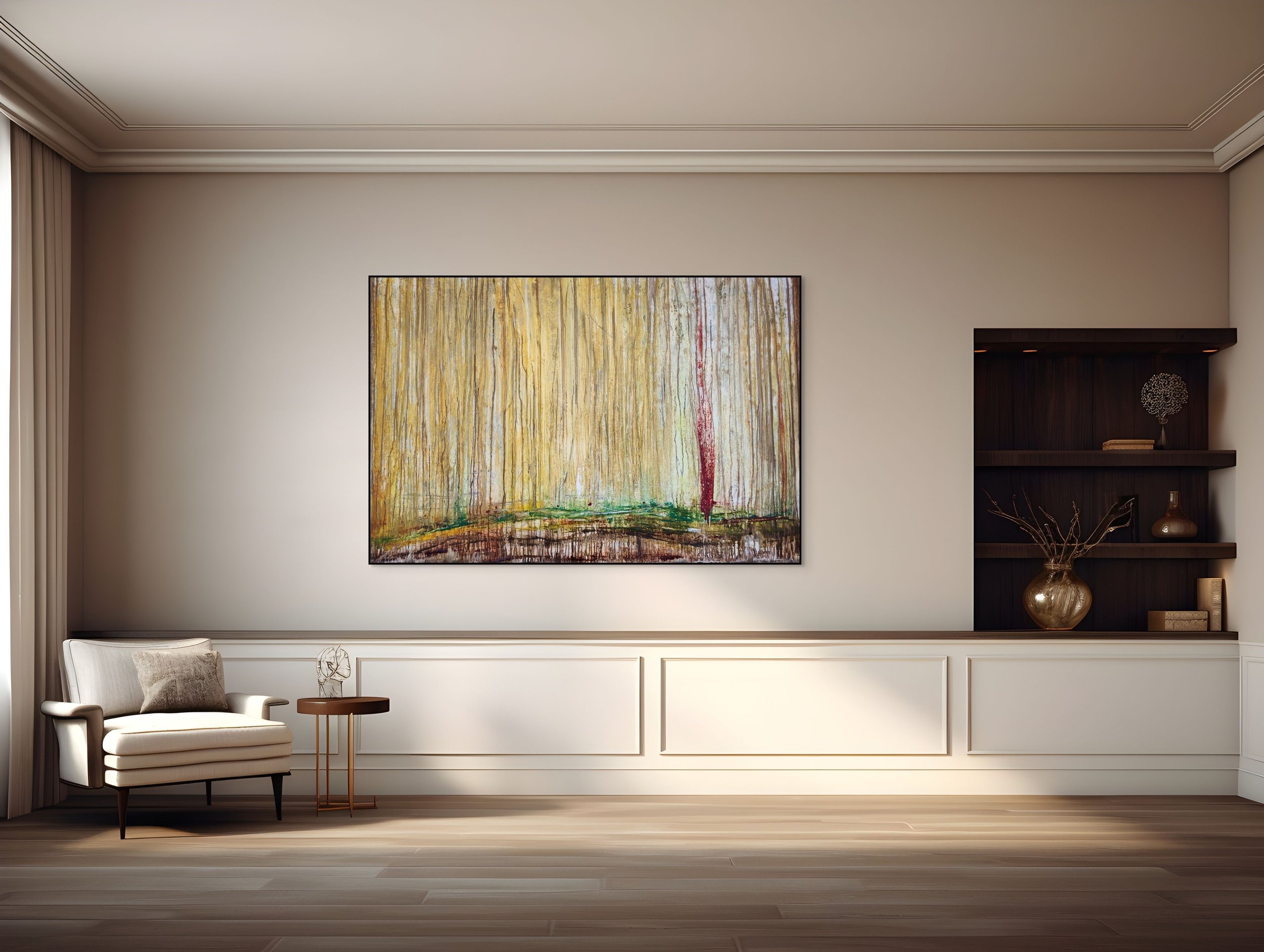 "Archeology of Strenght and Courage" ( 2025) (113cmX163cm) (Acrylics,  Mixed Media on Cotton Fabric)