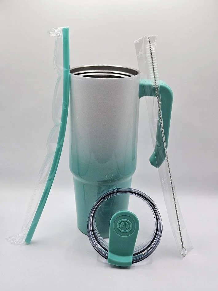 30oz HOLOGRAPHIC OMBRE WHITE/MINT GREEN TUMBLER