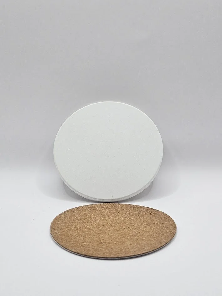 SET OF 4 CERAMIC COASTERS WITH CORK BOTTOM