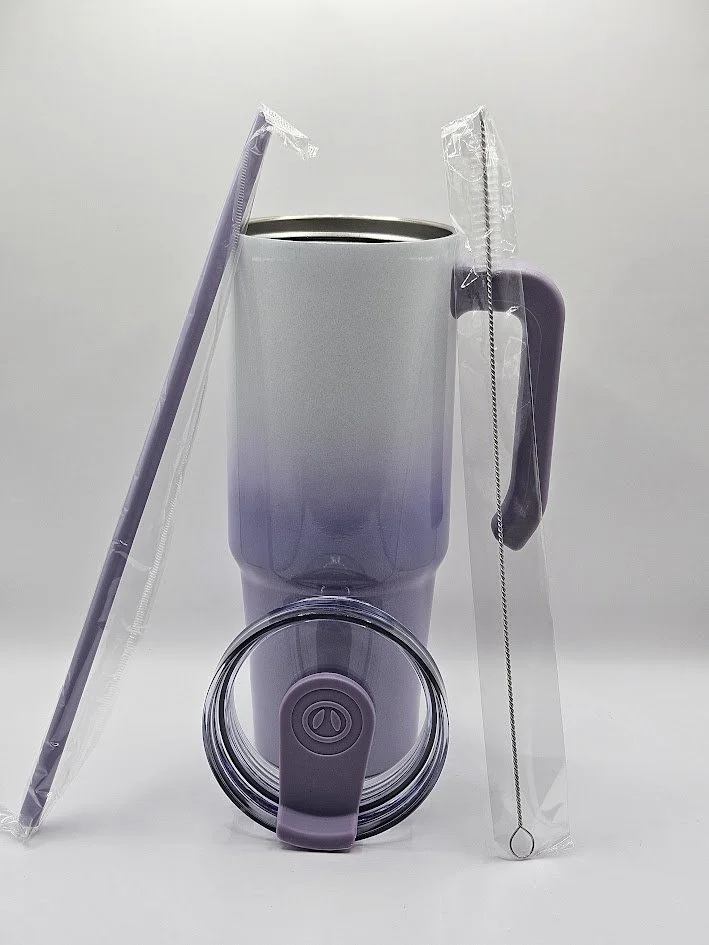 30oz OMBRE HOLOGRAPHIC WHITE/PURPLE TUMBLER