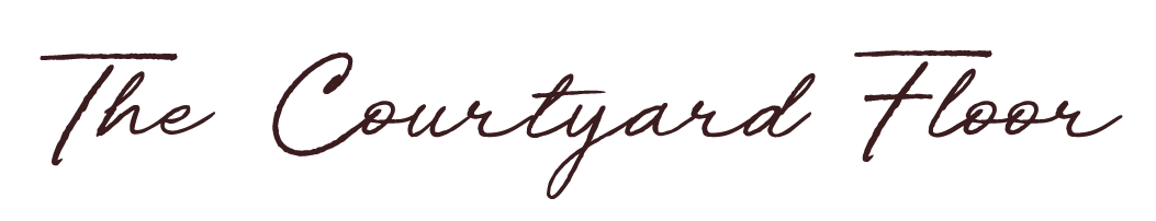 Stylized text that reads "The Courtyard Floor" in elegant, cursive font.
