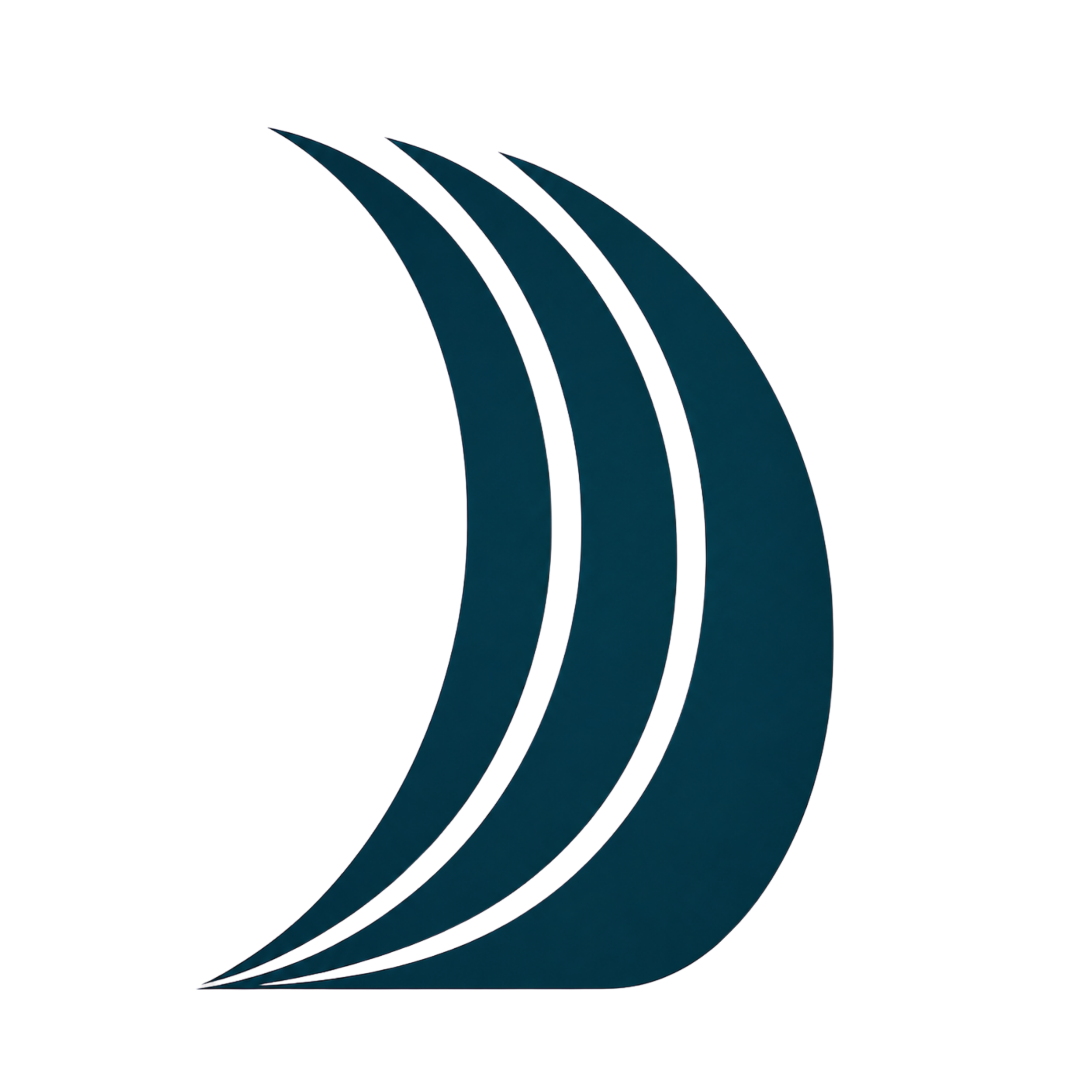 Close-up of three black fins or blades with a sleek, curved design against a black background.