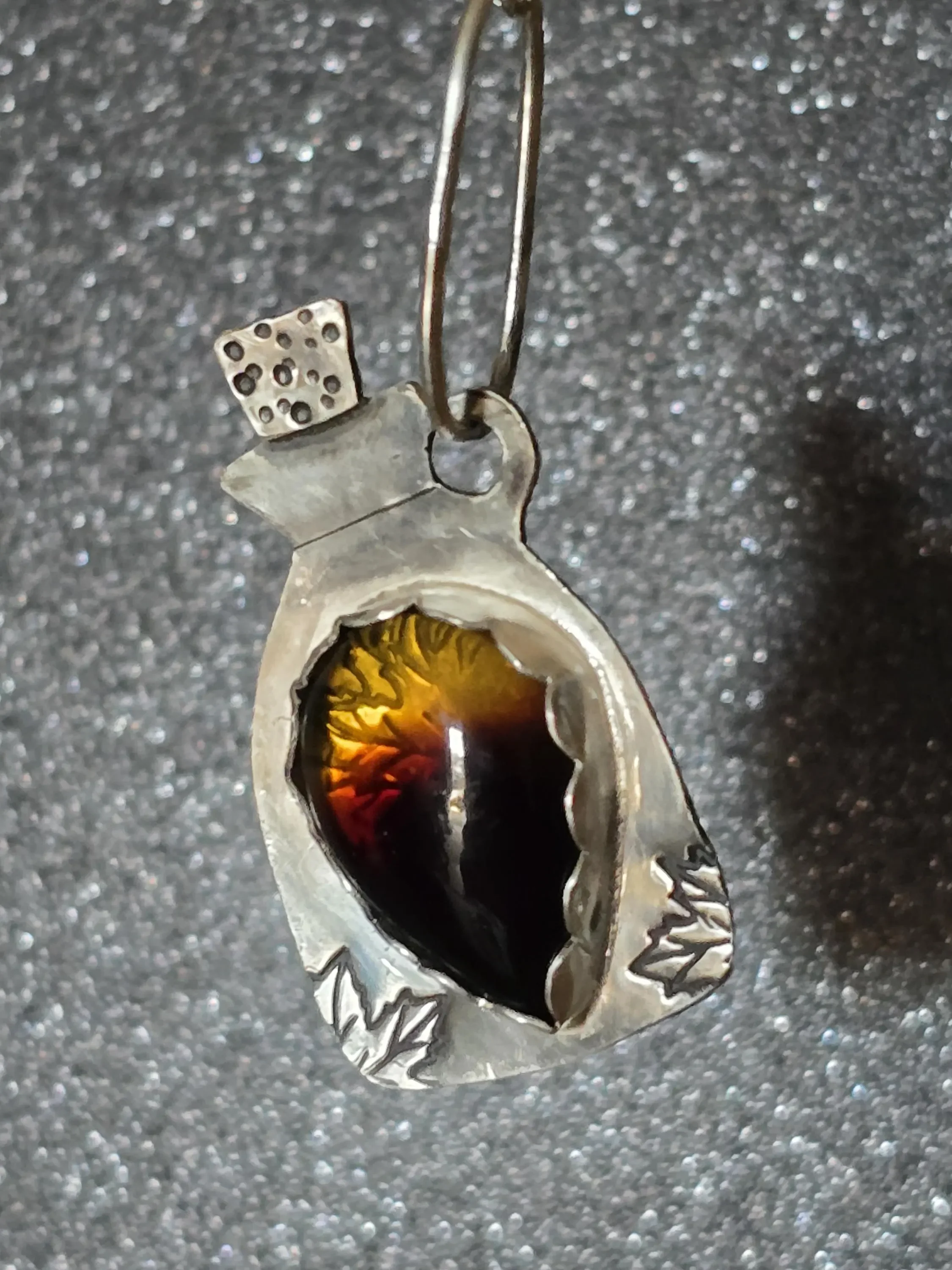 Maple Syrup Jar Silver Amber Pendant