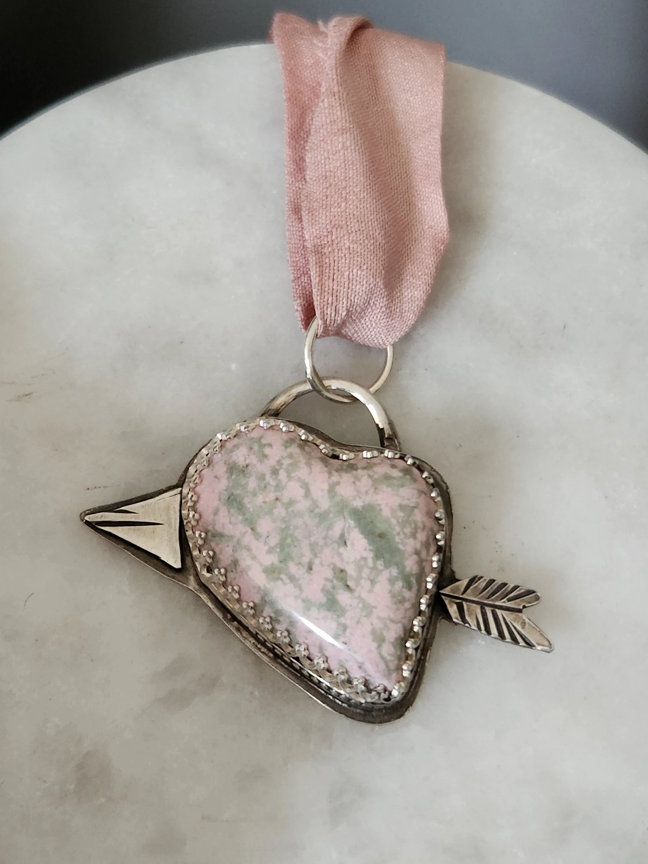 Nevada Lapis Silver Heart with an Arrow Pendant