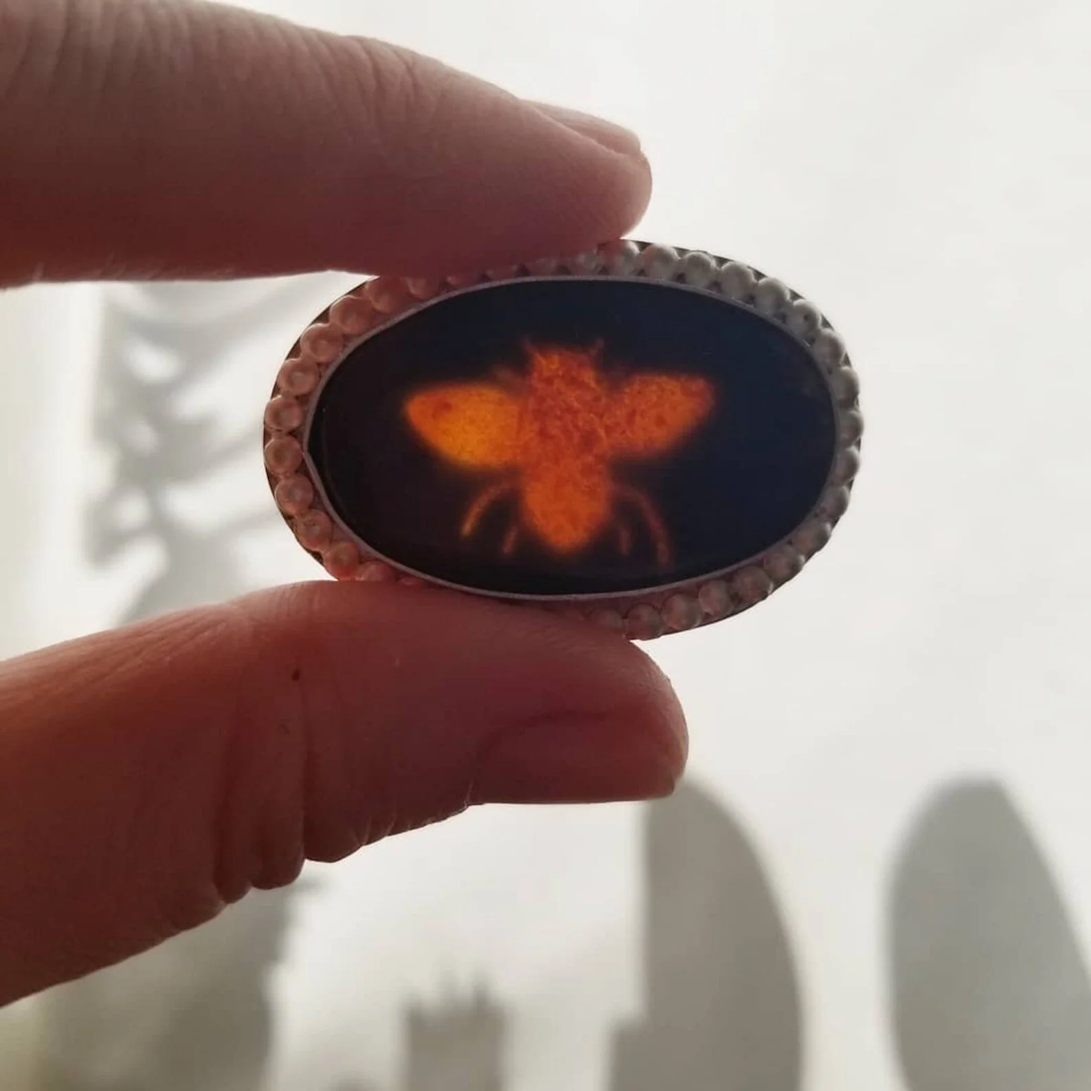 Amber Insect Brooch