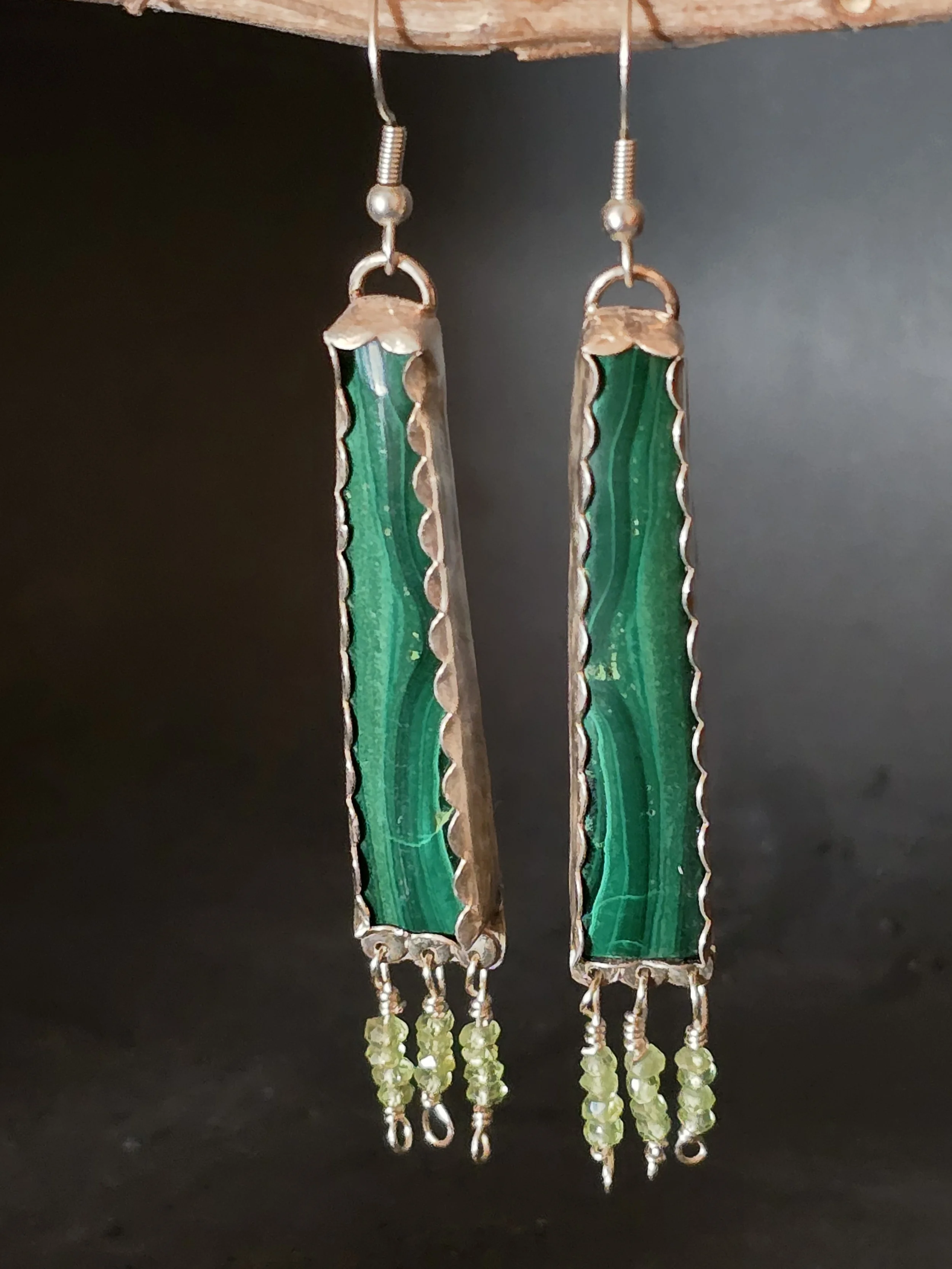 Long Malachite Earrings