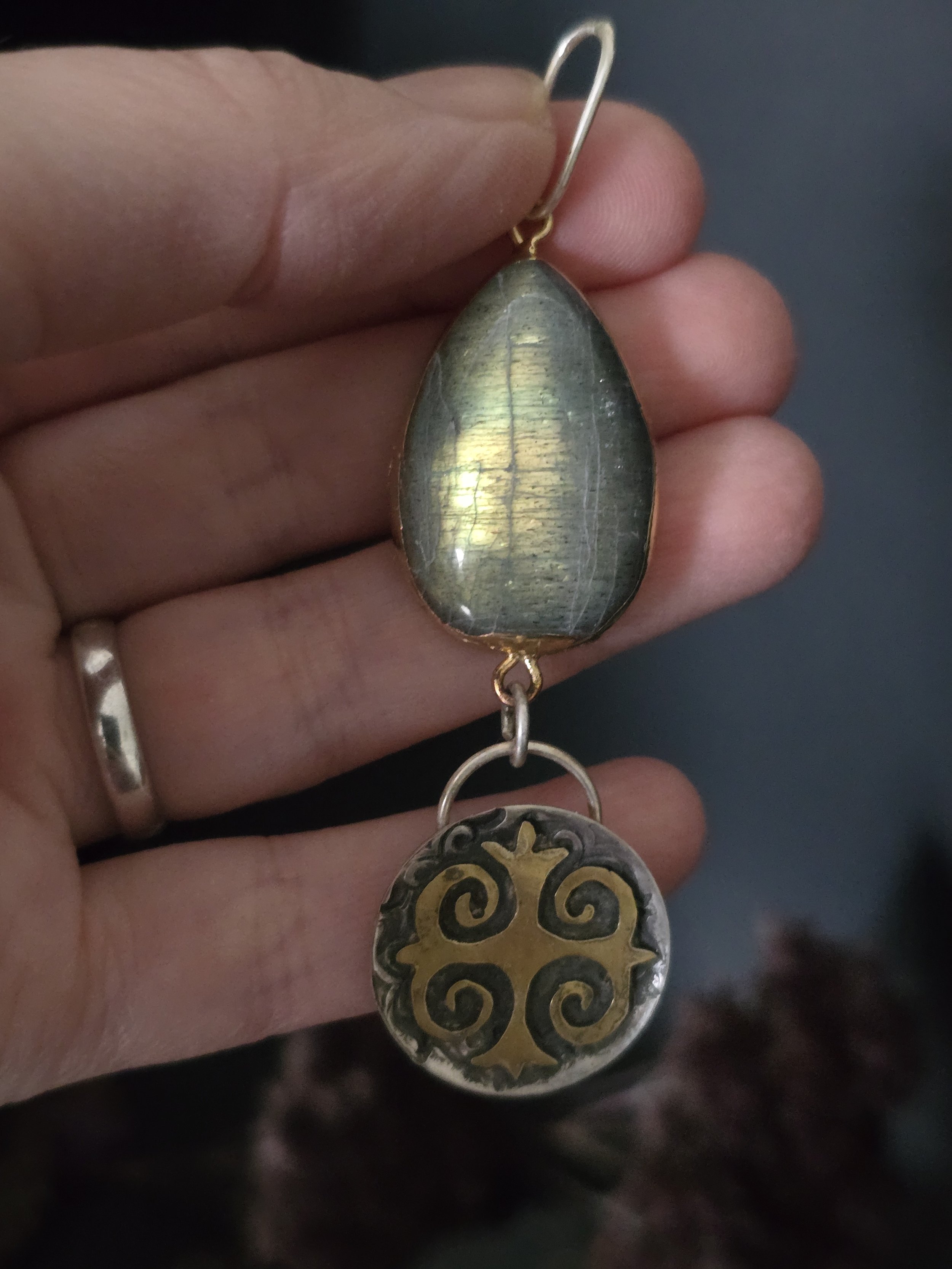 Labradorite with Kazakh Ornament Pendant