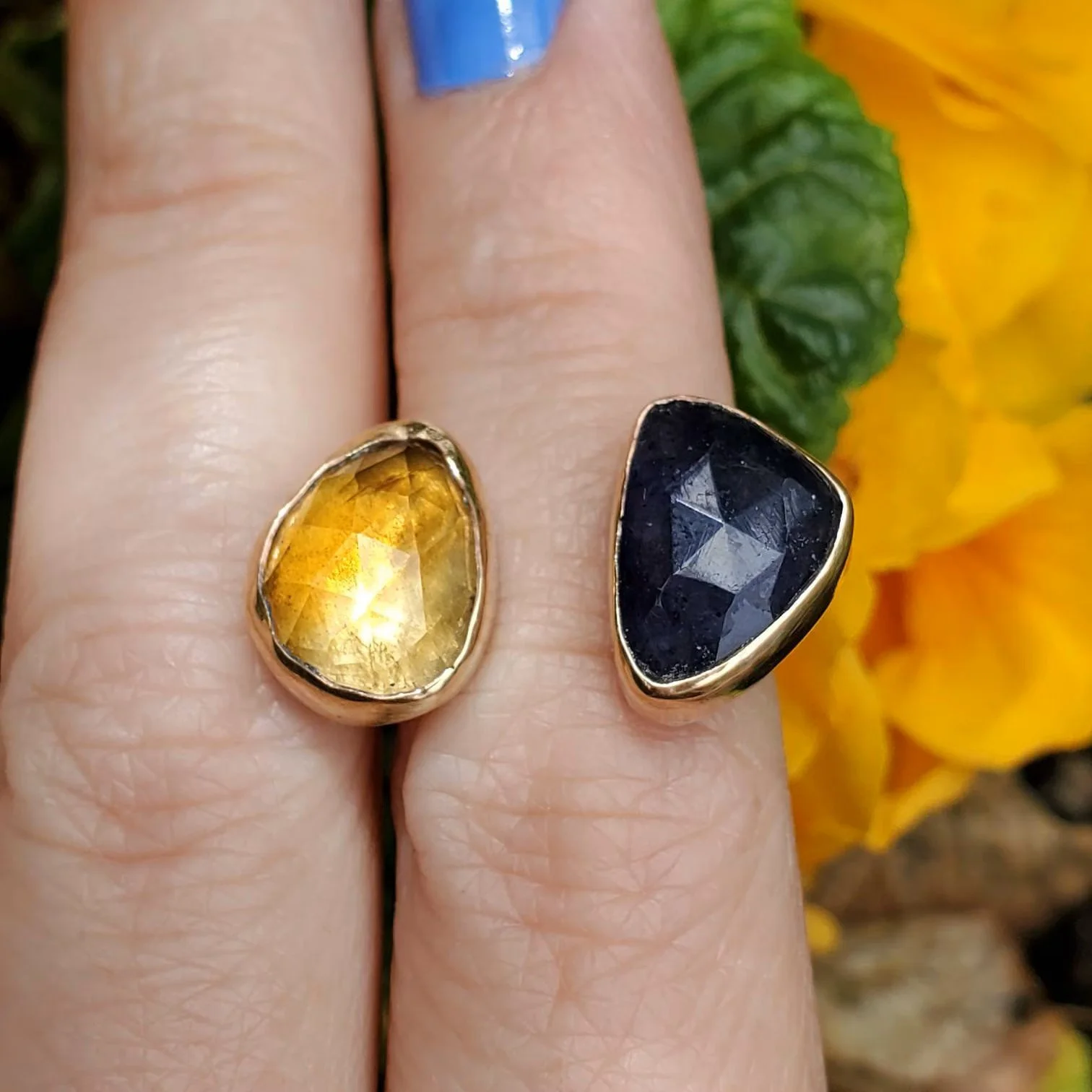 Citrine Iolite 14k Silver Ring for Ukraine-Size 4