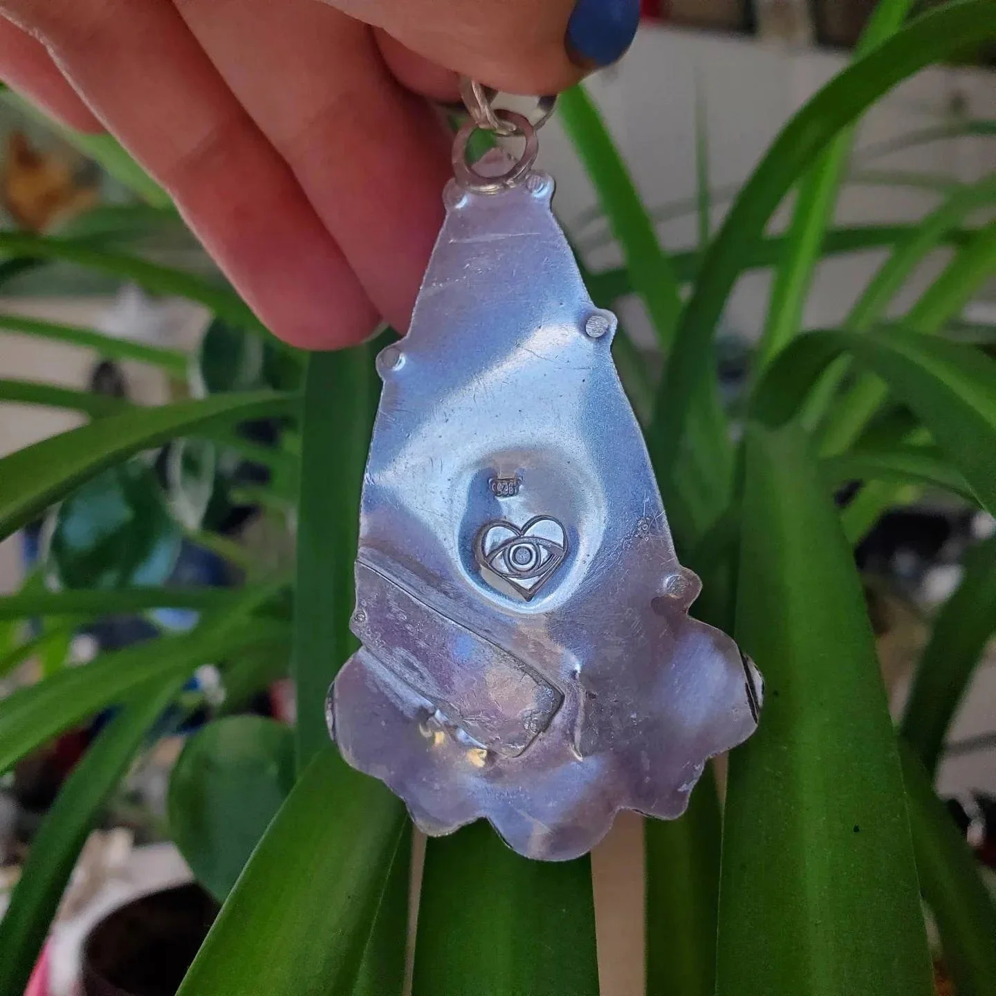 Solidarity with Ukraine upcycled china pendant in silver 5.jpg