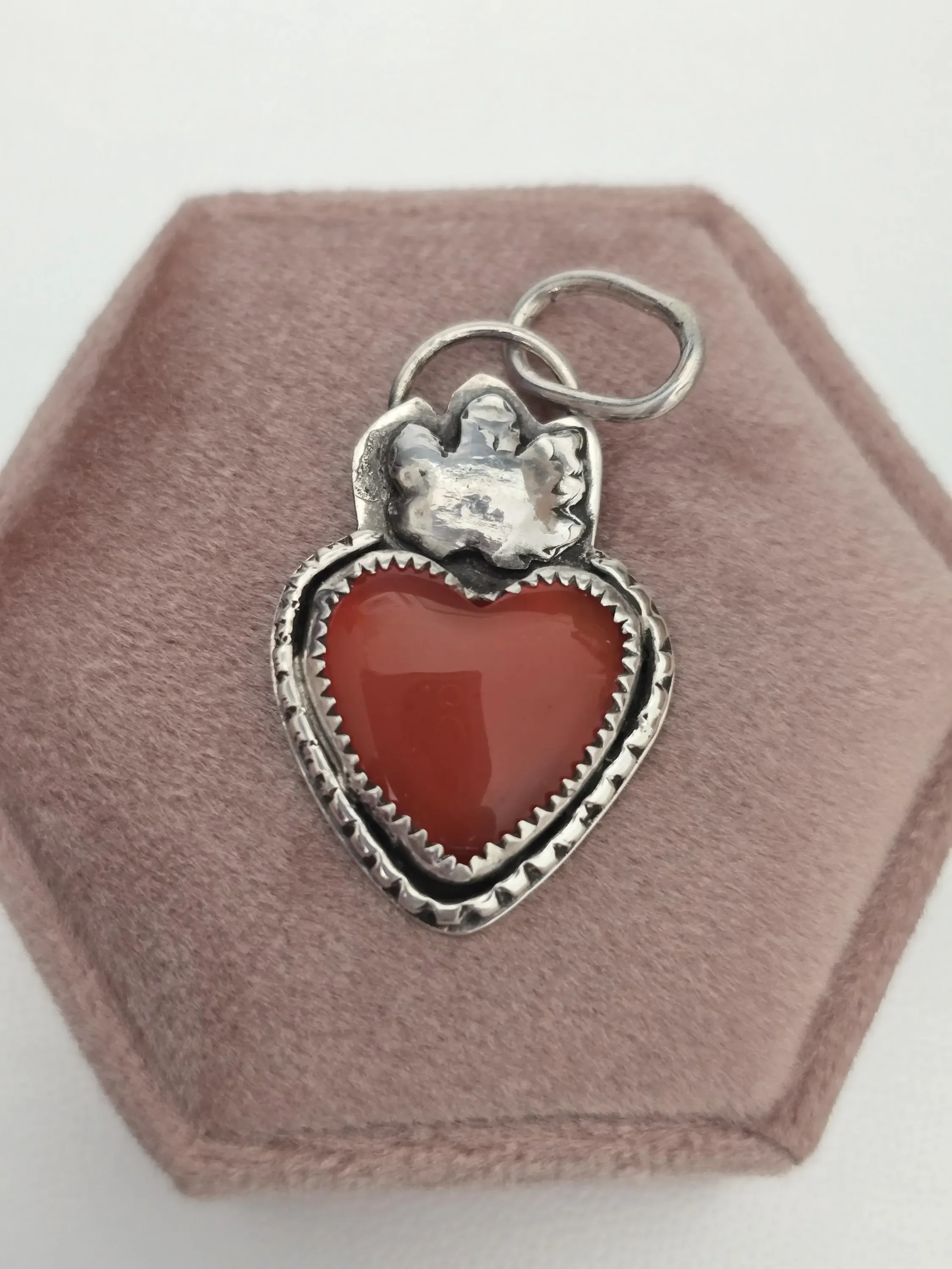Maple Love Silver Carnelian Artisan Pendant 2